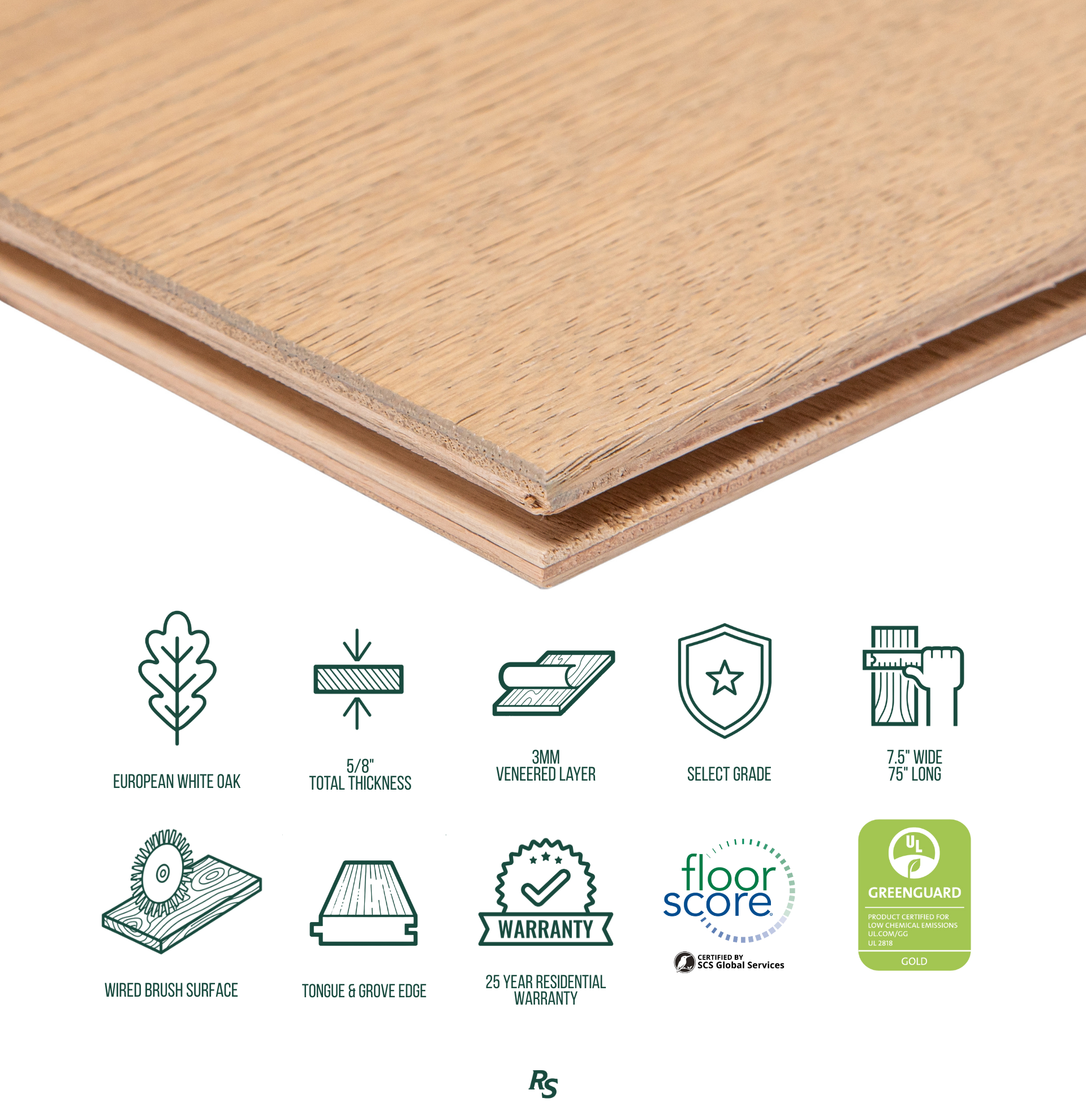 No. 2 Engineered Wood Flooring in beige European white oak with matte wire brush finish from Engineered Hardwood Flooring (& trims) collection