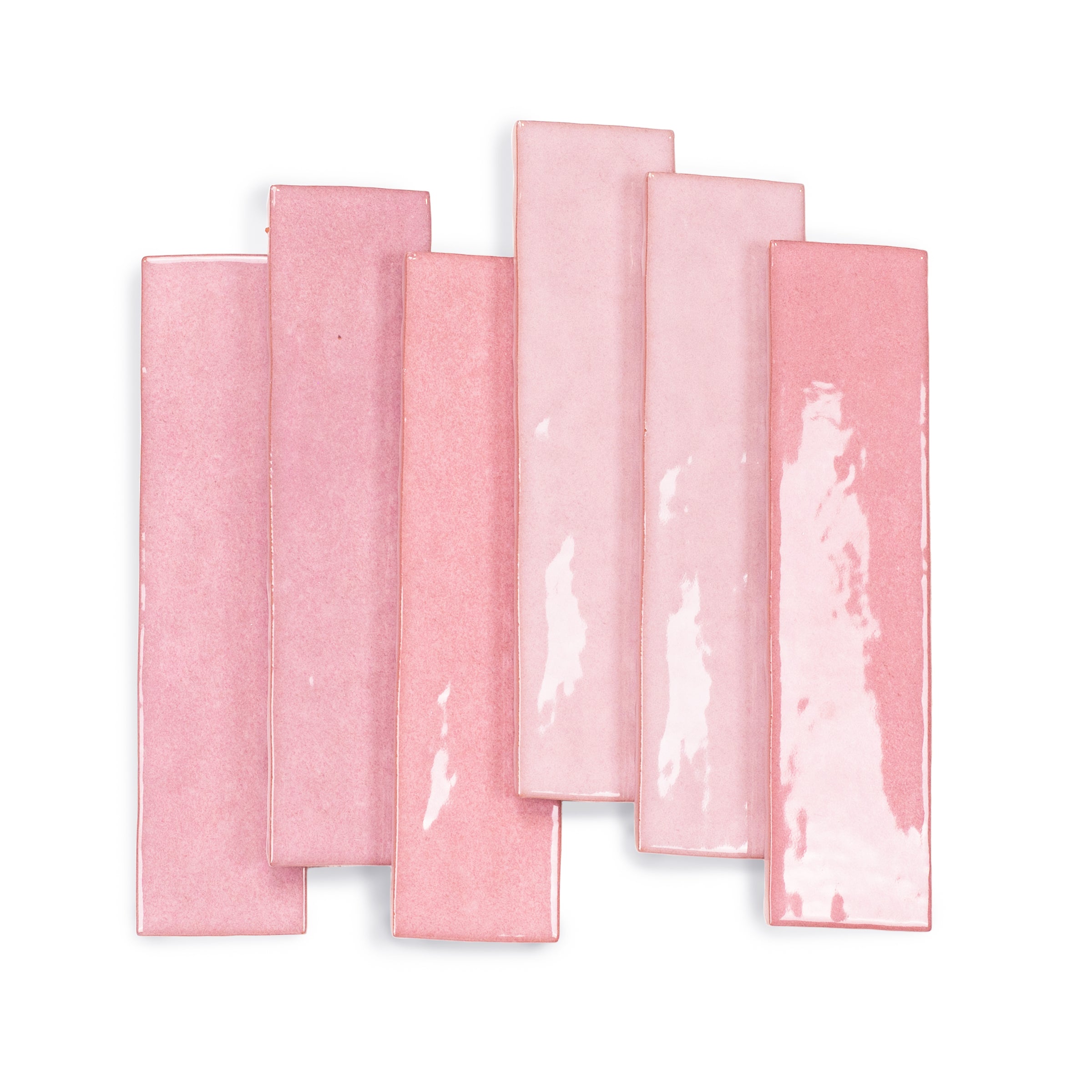 Rose Glossy Ceramic Tile in varying pink shades with glossy finish from Small Format Tiles and Zel Glazed Ceramic Tiles collections