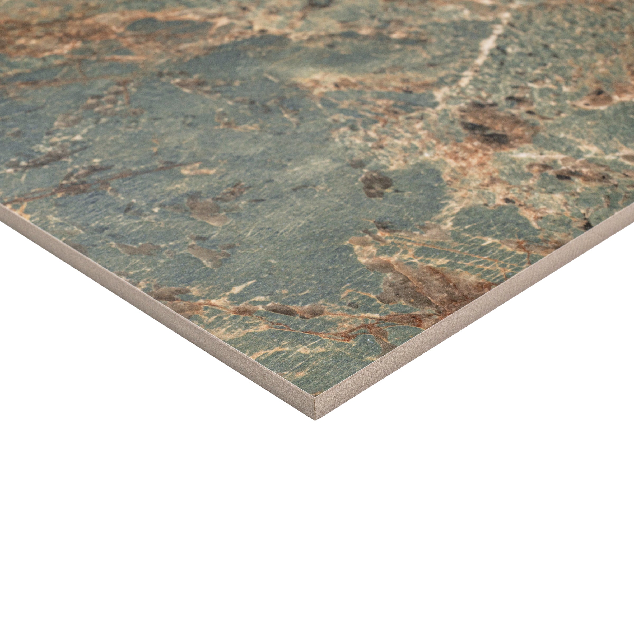 Amazzonite Matte Marble Look Porcelain Tile in brown, green, and gray from Large Format Tiles at Reno Source