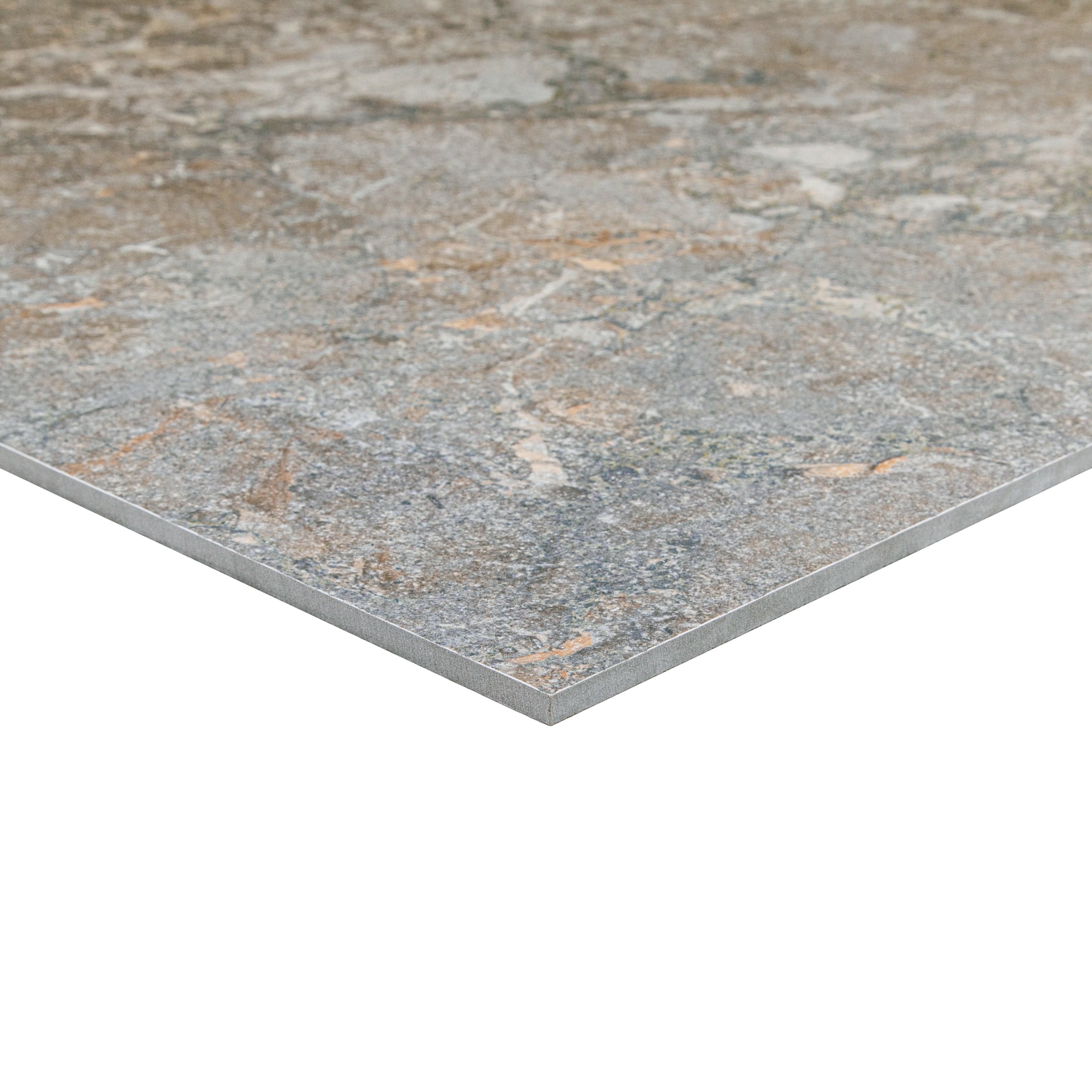 Breccia Grey 3D Stone Look Porcelain Tile with grey, beige, and black tones from Stone Editions Porcelain Tile collection