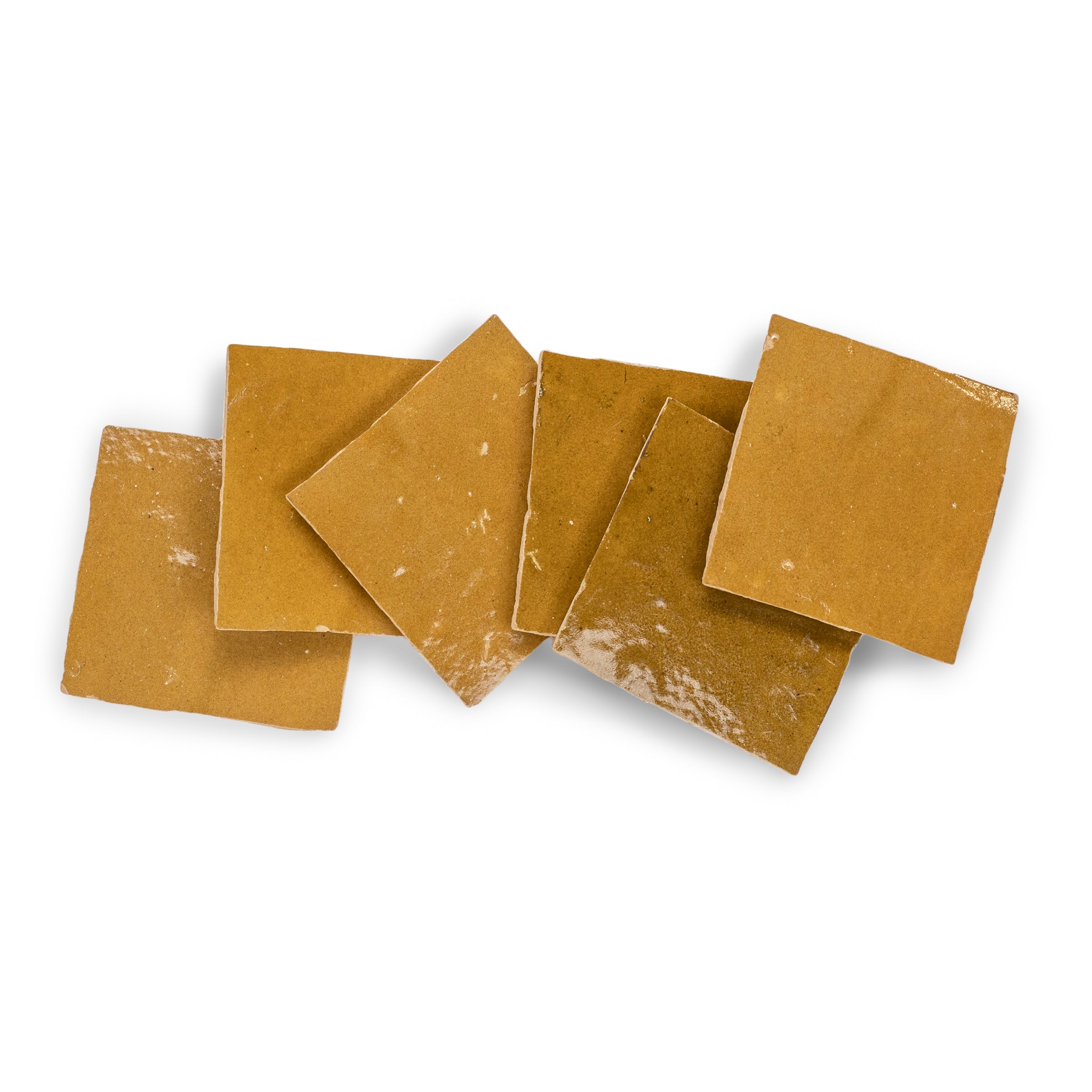 Caramel Glazed Zellige Tile in warm brown and yellow terracotta from Small Format and Handmade Moroccan Zellige Tiles collections