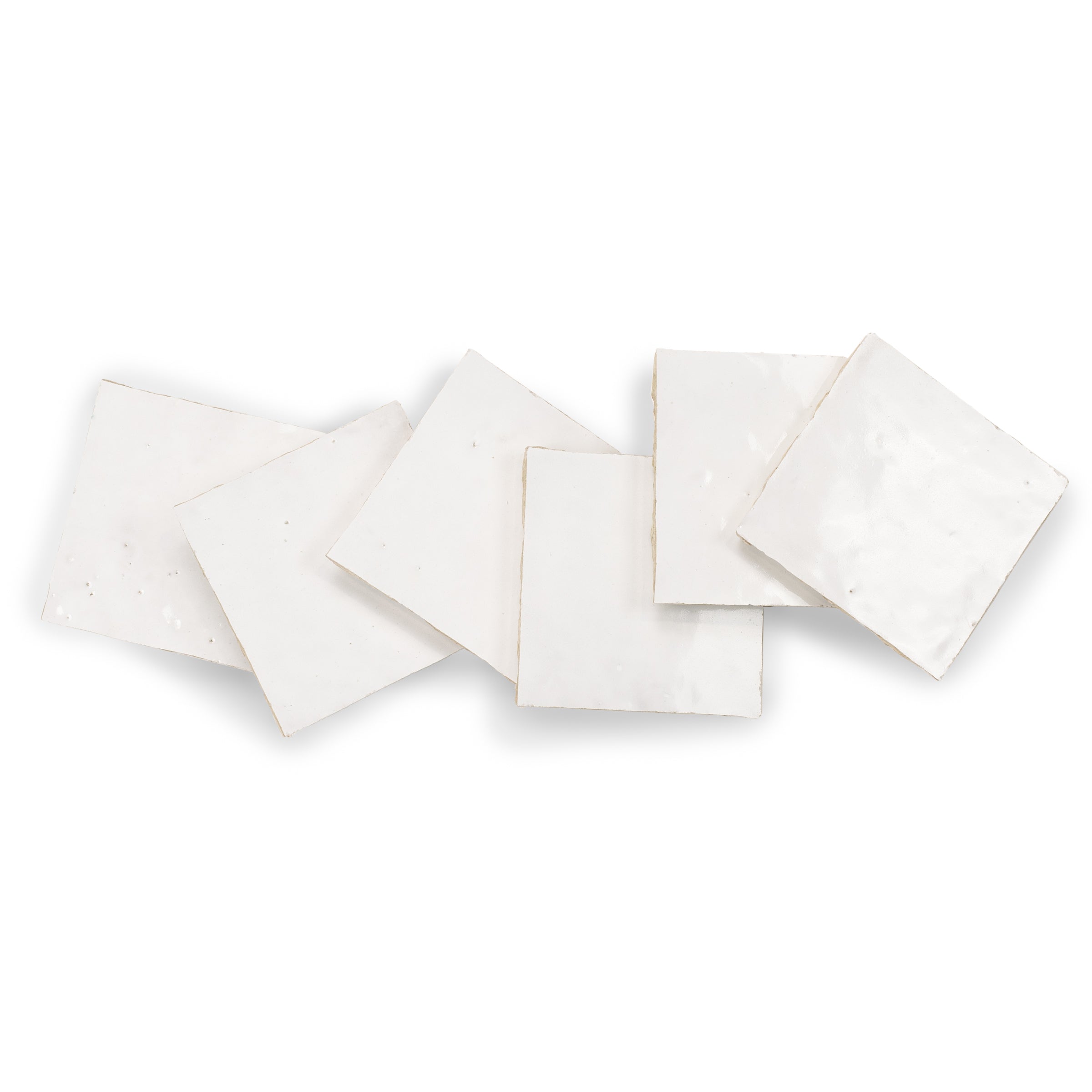 White Glazed Zellige Tile in terracotta with glossy finish and handmade texture from Small Format Tiles and Handmade Moroccan Zellige Tiles collections