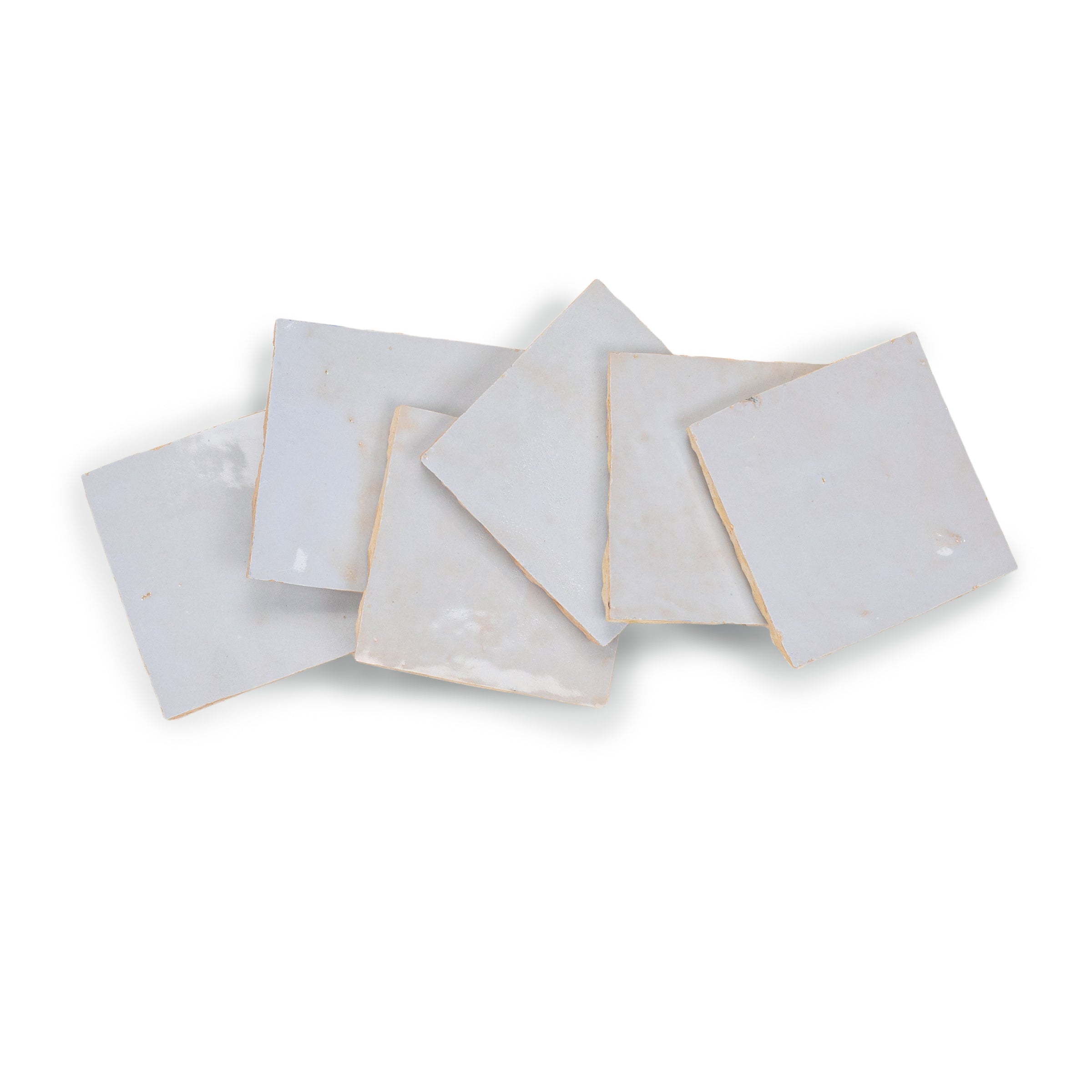 Glacier Glazed Zellige Tile in gray and blue terracotta with subtle icy glaze, Small Format Tiles, Handmade Moroccan Zellige Tiles