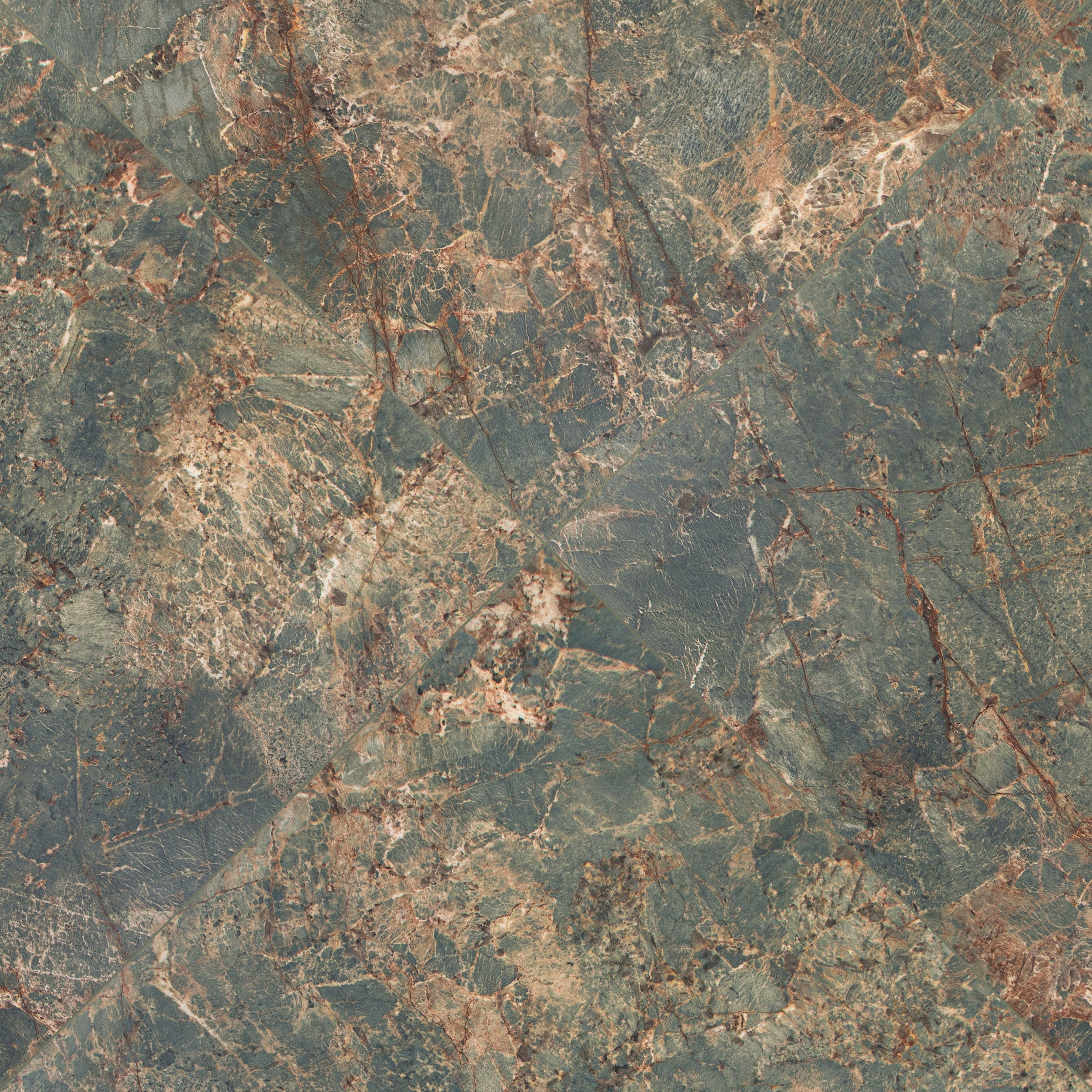 Amazzonite Matte Marble Look Porcelain Tile in brown, green, and gray tones from Large Format Tiles at Reno Source