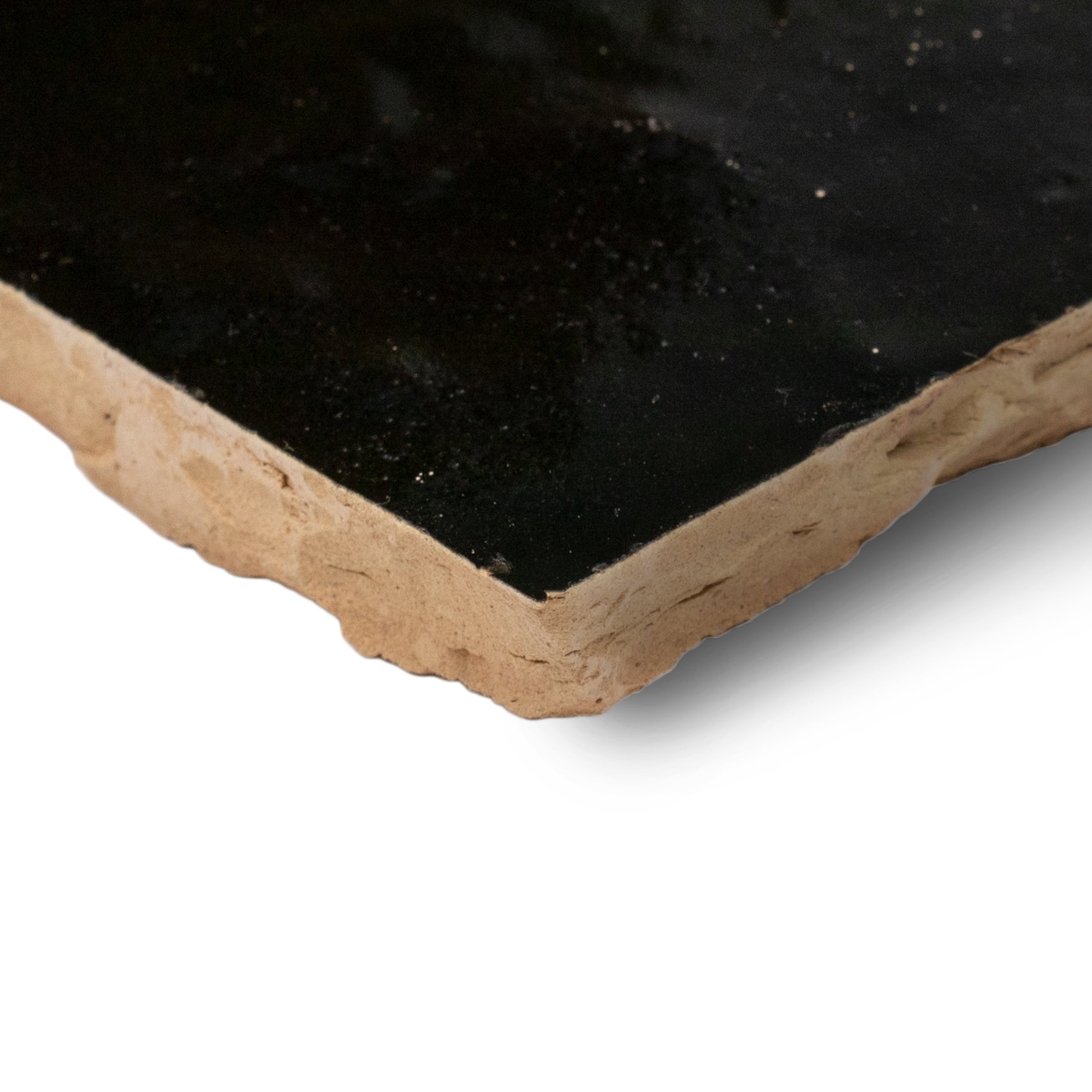 Black Glazed Zellige Tile with glossy, dimensional terracotta surface in Small Format and Handmade Moroccan Zellige Tiles collections
