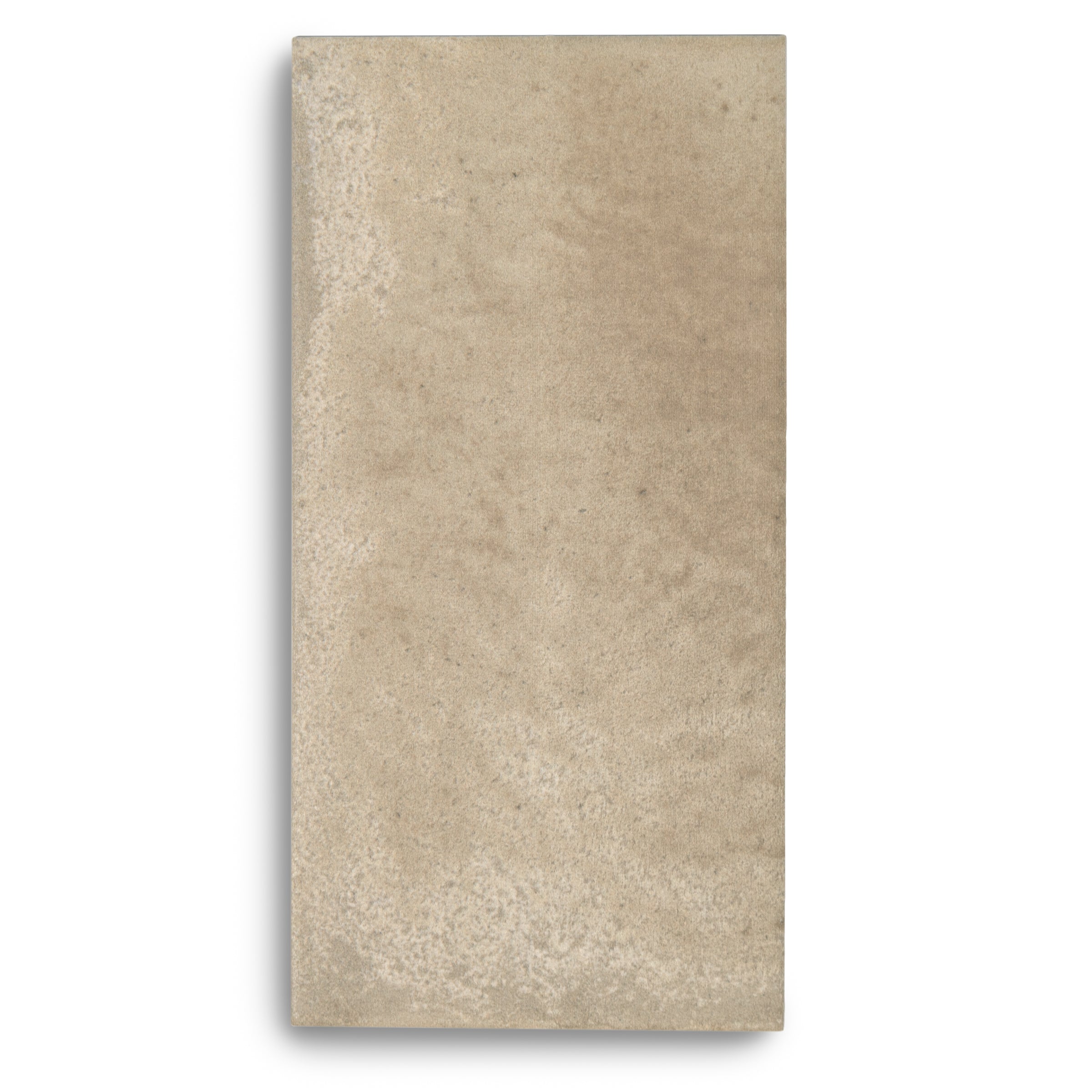 Beige rectangular ceramic tile with subtle texture and matte finish on white background.