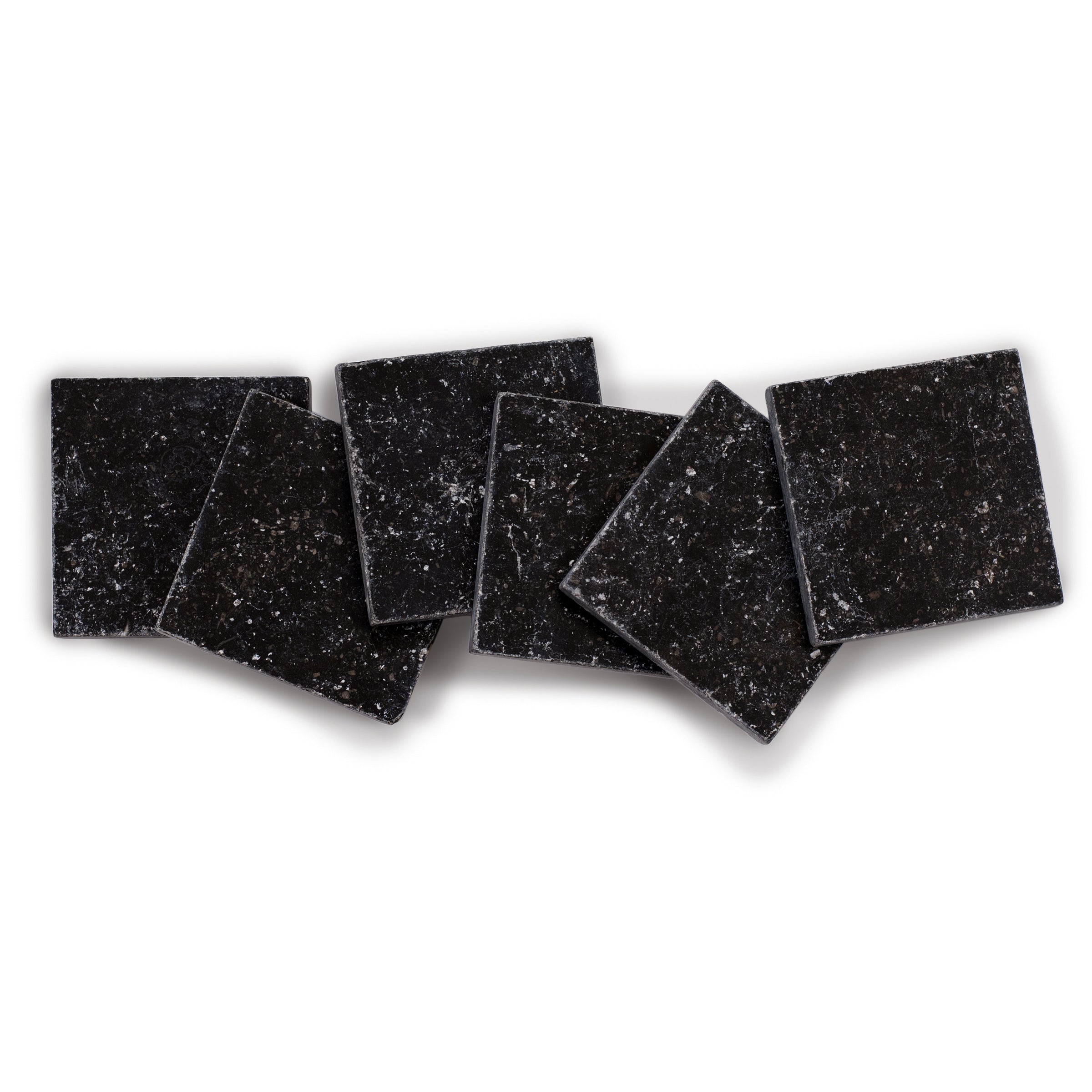 Belgian Blue 4x4 Tumbled Marble Tile in black stone with cool blue undertones from Tumbled Natural Stone Tiles collections