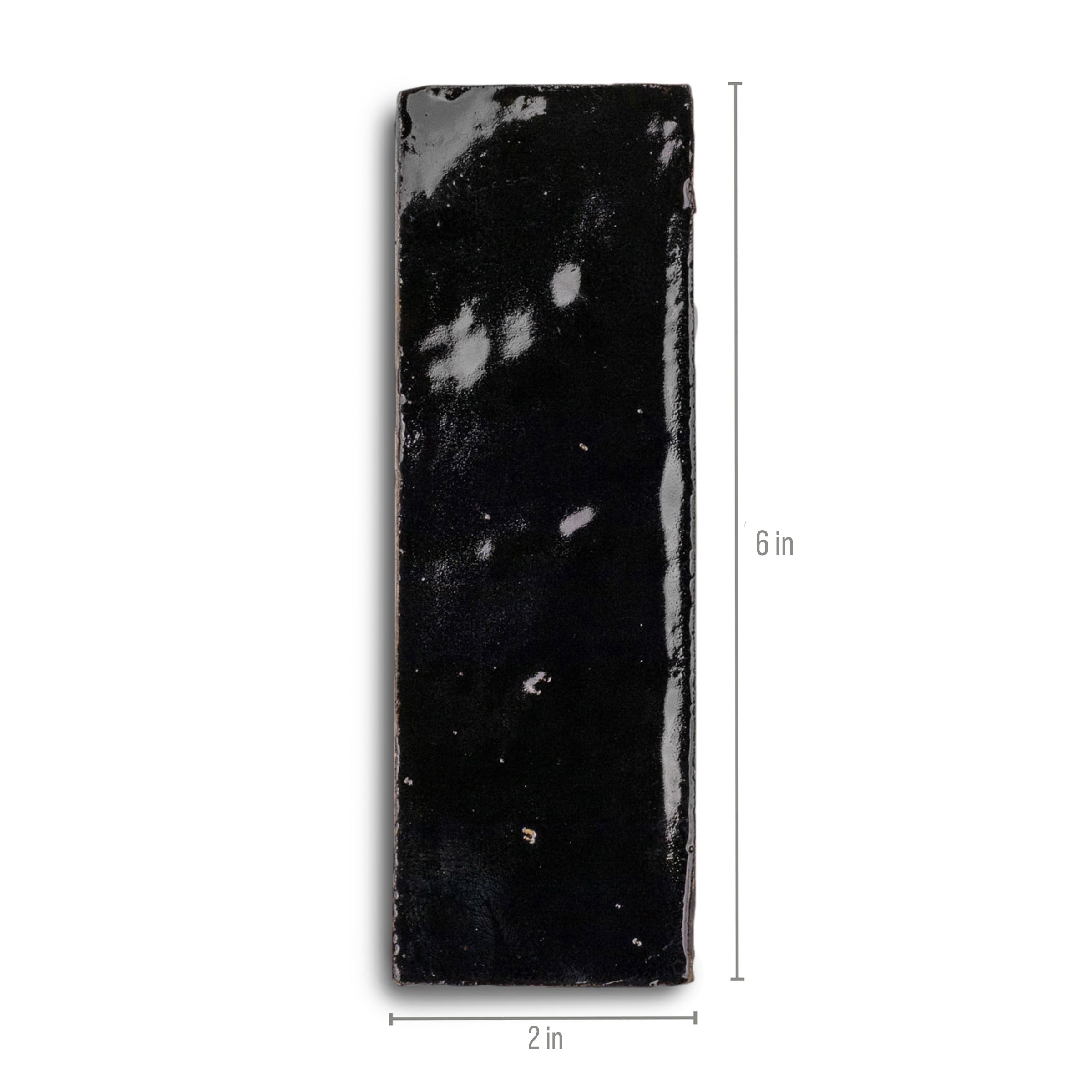 Black Glazed Zellige Plinth with glossy handmade terracotta surface in Small Format Tiles and Handmade Moroccan Zellige Tiles collections