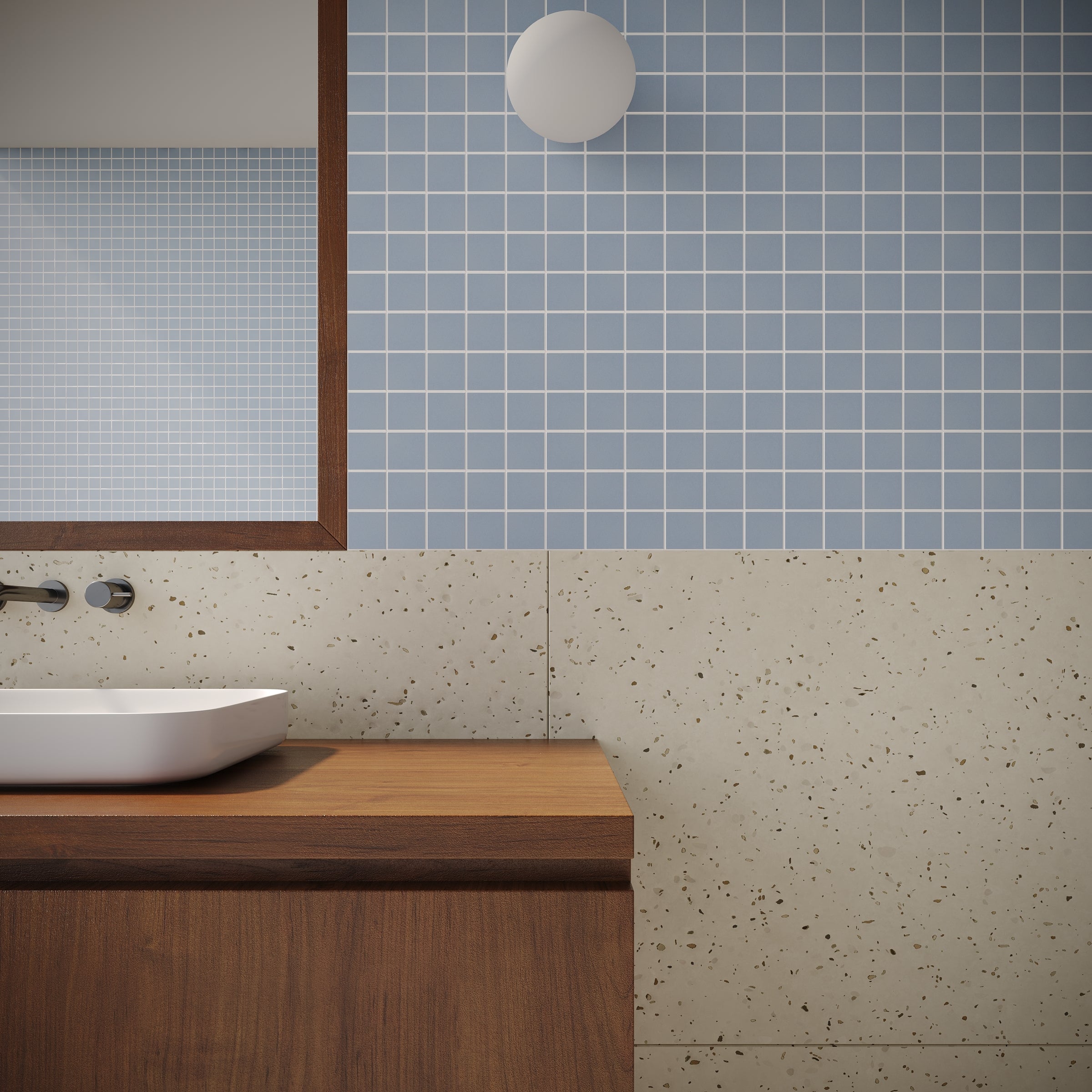 Blue 2x2 Full Body Porcelain Mosaic Tile in muted dusty blue matte finish from Porcelain, Forma Porcelain Mosaics, New Arrivals collections