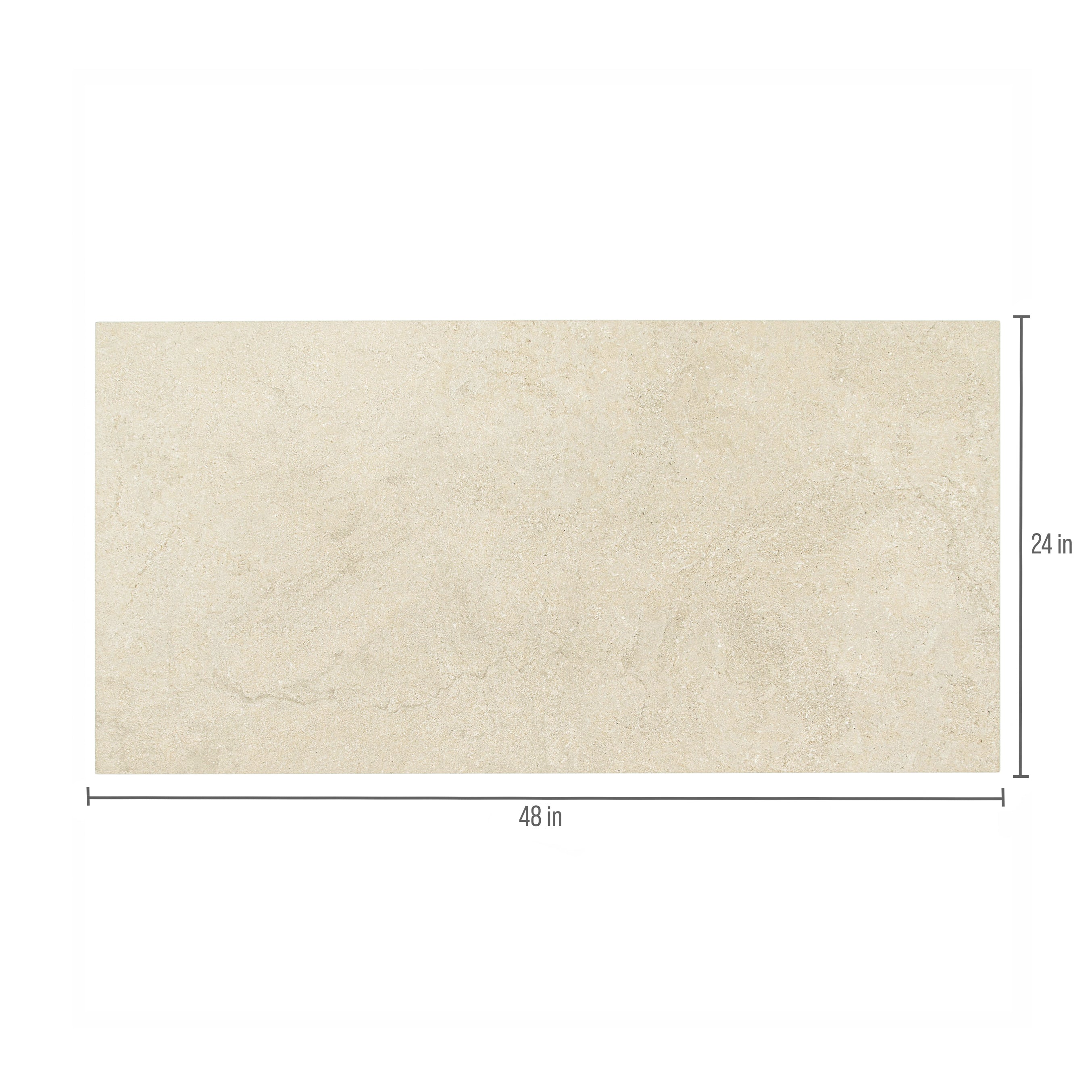 Large rectangular porcelain tile in warm beige with subtle natural stone texture and matte surface finish