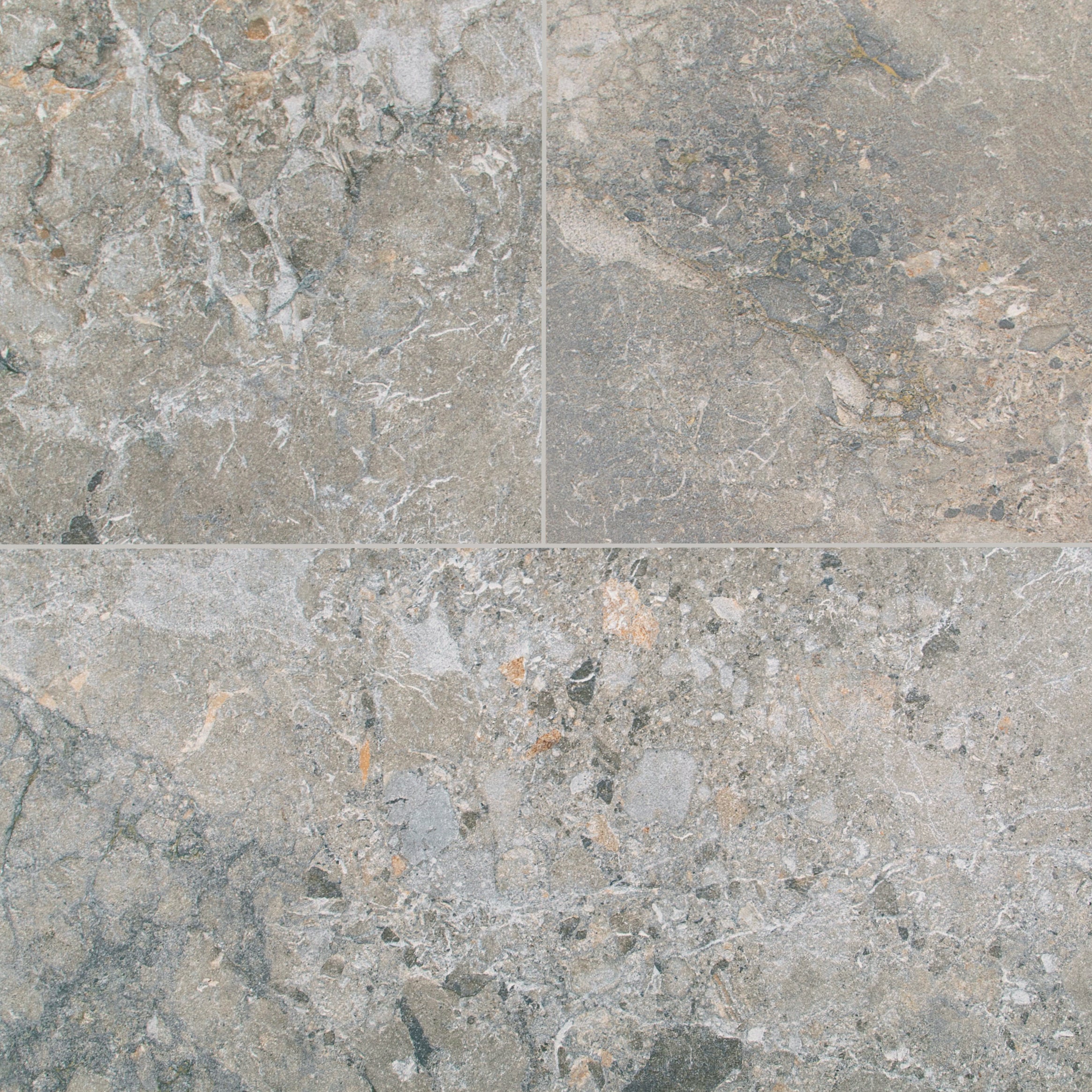 Breccia Grey 3D Stone Look Porcelain Tile with gray, beige, and black tones from Stone Editions Porcelain Tile collection