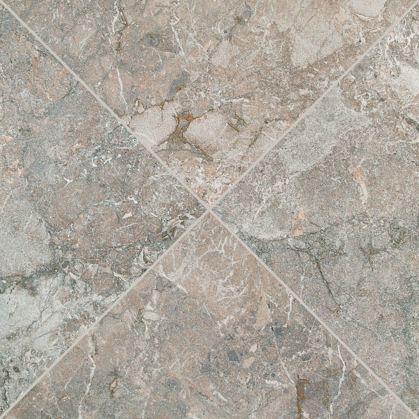 Breccia Grey 3D Stone Look Porcelain Tile with gray, taupe, amber, and white veining from Stone Editions Porcelain Tile collection