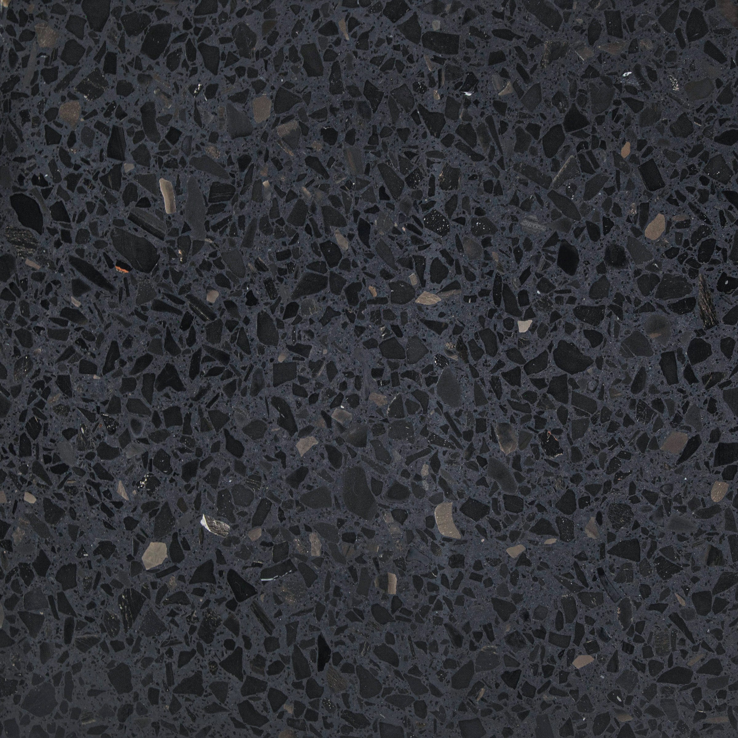 Burano Honed 24"x24" Terrazzo Tile with charcoal base and black, gray, taupe chips from Italian Terrazzo Tiles collection