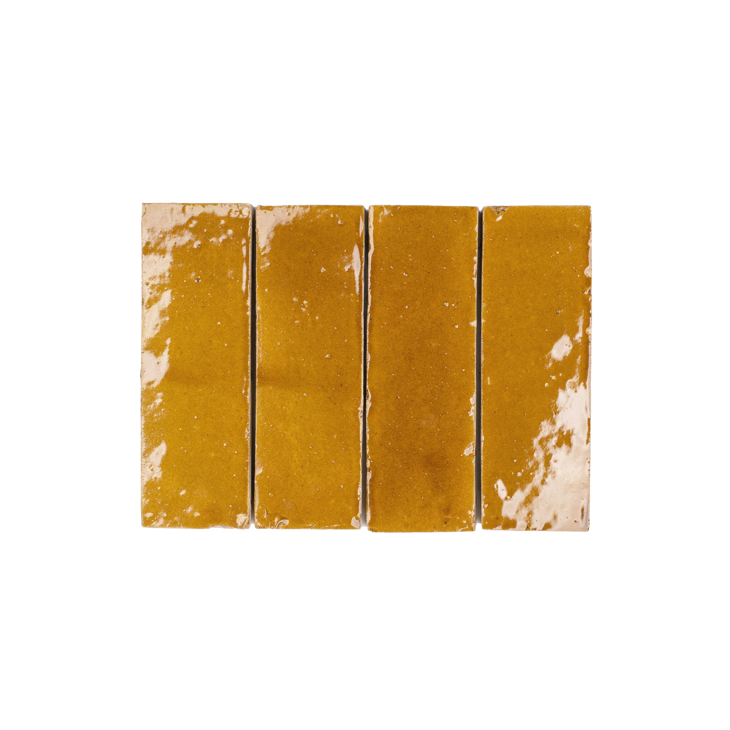 Caramel Glazed Zellige Plinth in terracotta with warm yellow tones from Small Format Tiles, Handmade Moroccan Zellige Tiles, New Arrivals