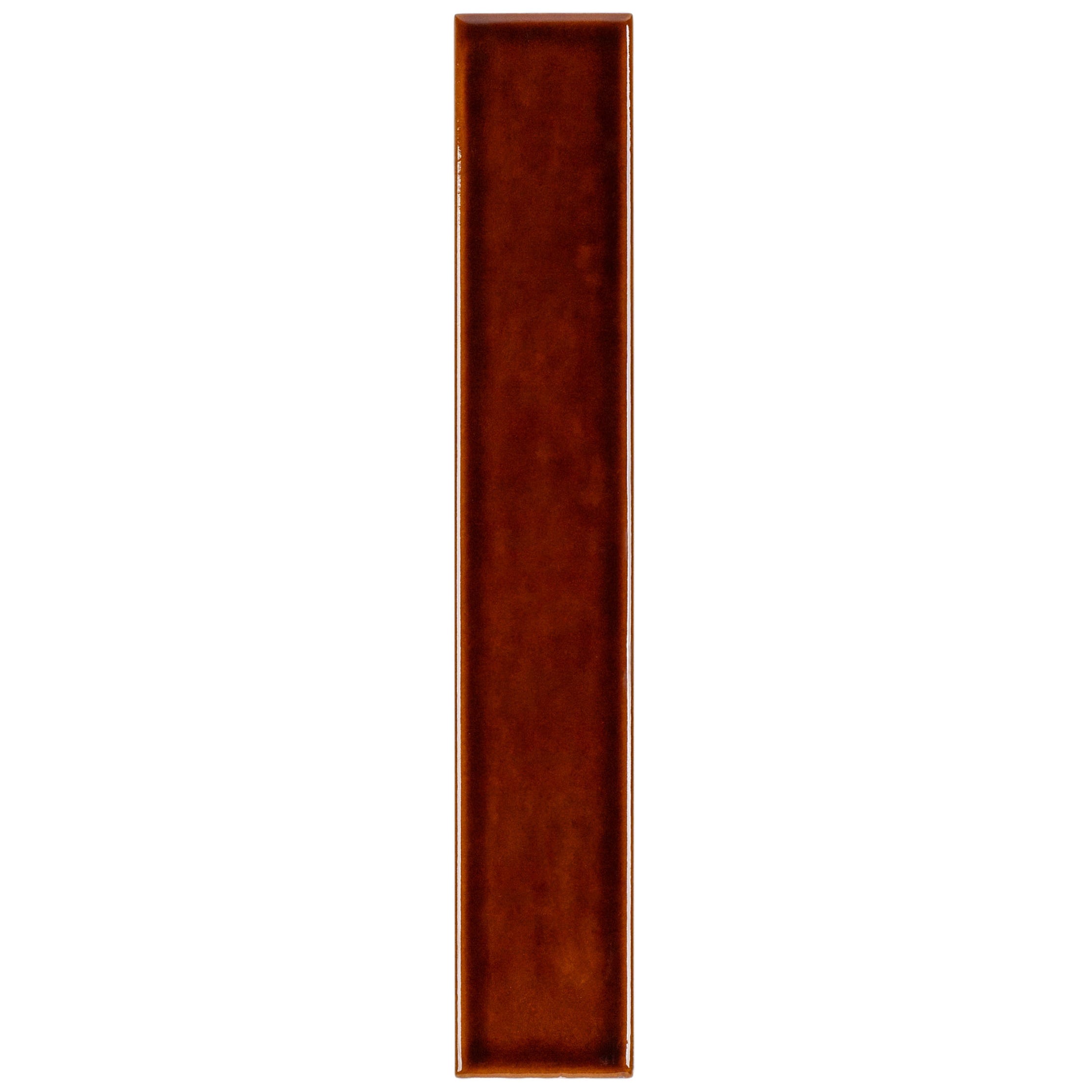Cocoa 2x12 Marlowe Glossy Ceramic Tile Sample in rich brown glaze from Ceramic SAMPLES ONLY collection, globally sourced.