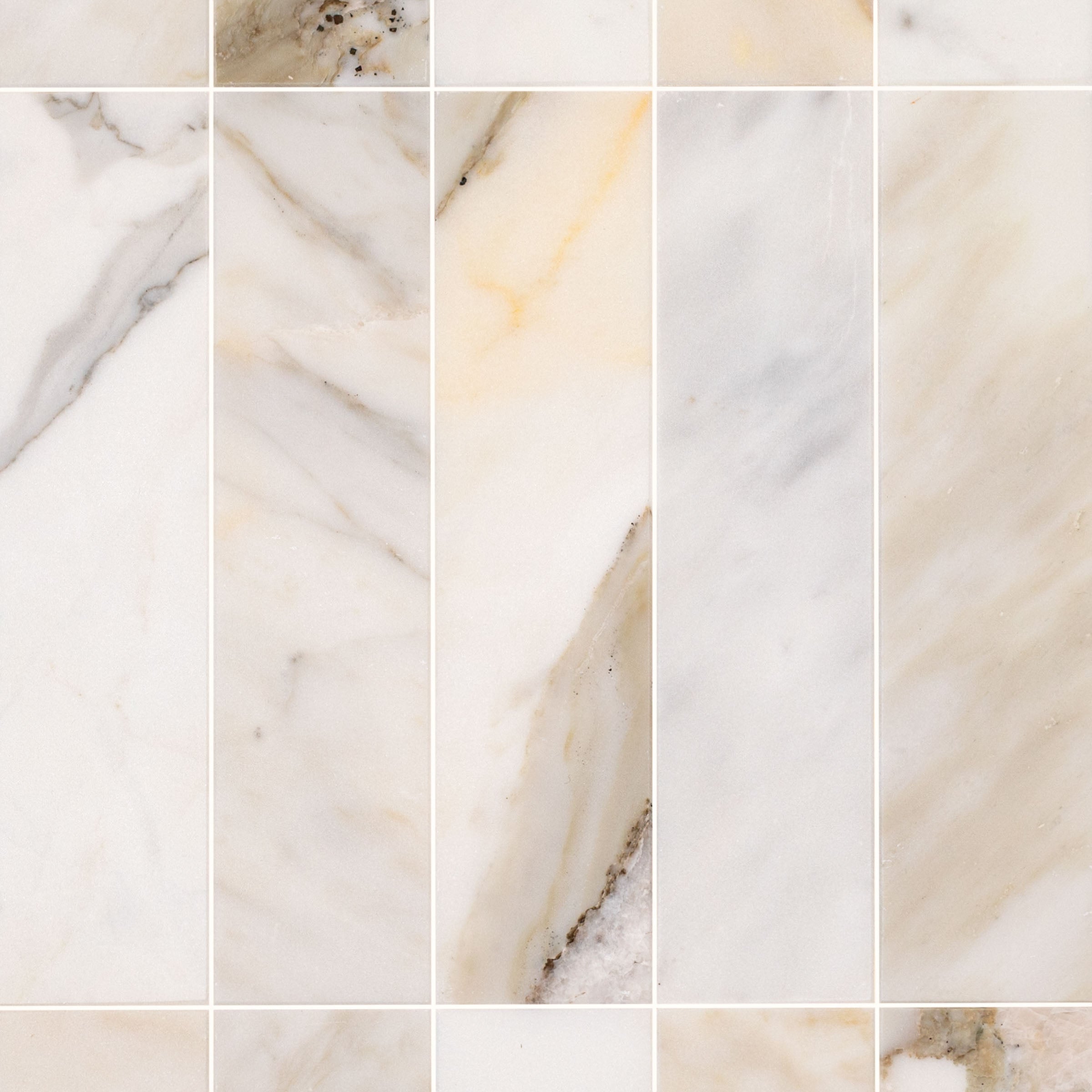 Calacatta Honed Marble Tile in gray, beige, and white tones from Marble Tiles, Stone, New Arrivals, GREY collections