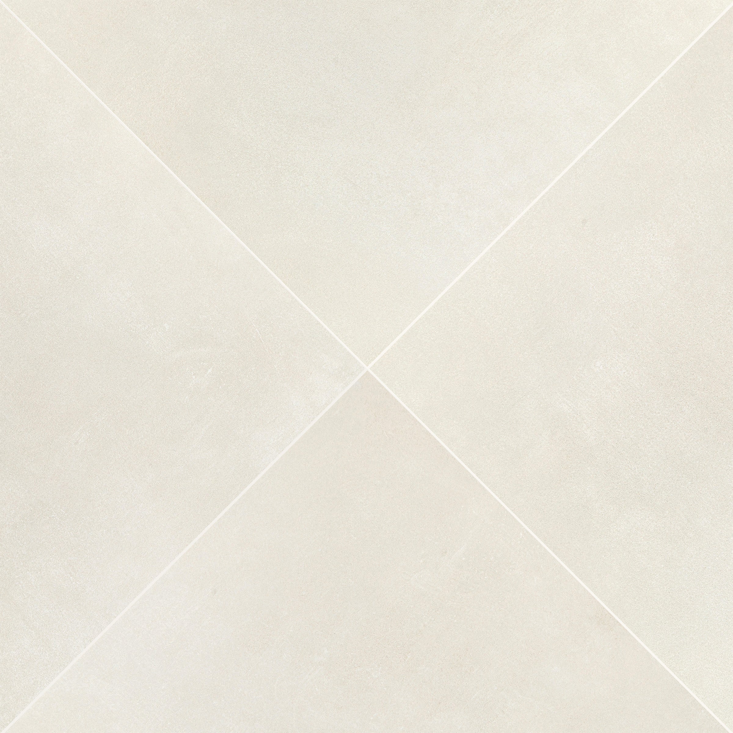 Off-white square tile with subtle cloudy texture and diagonal grout lines