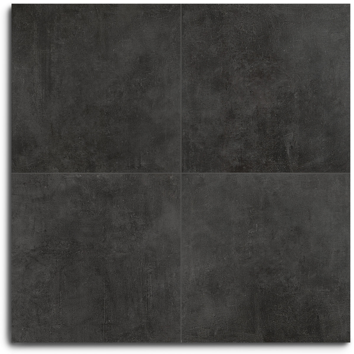 Calce Cement Look Porcelain Tile in dark charcoal with a textured concrete finish