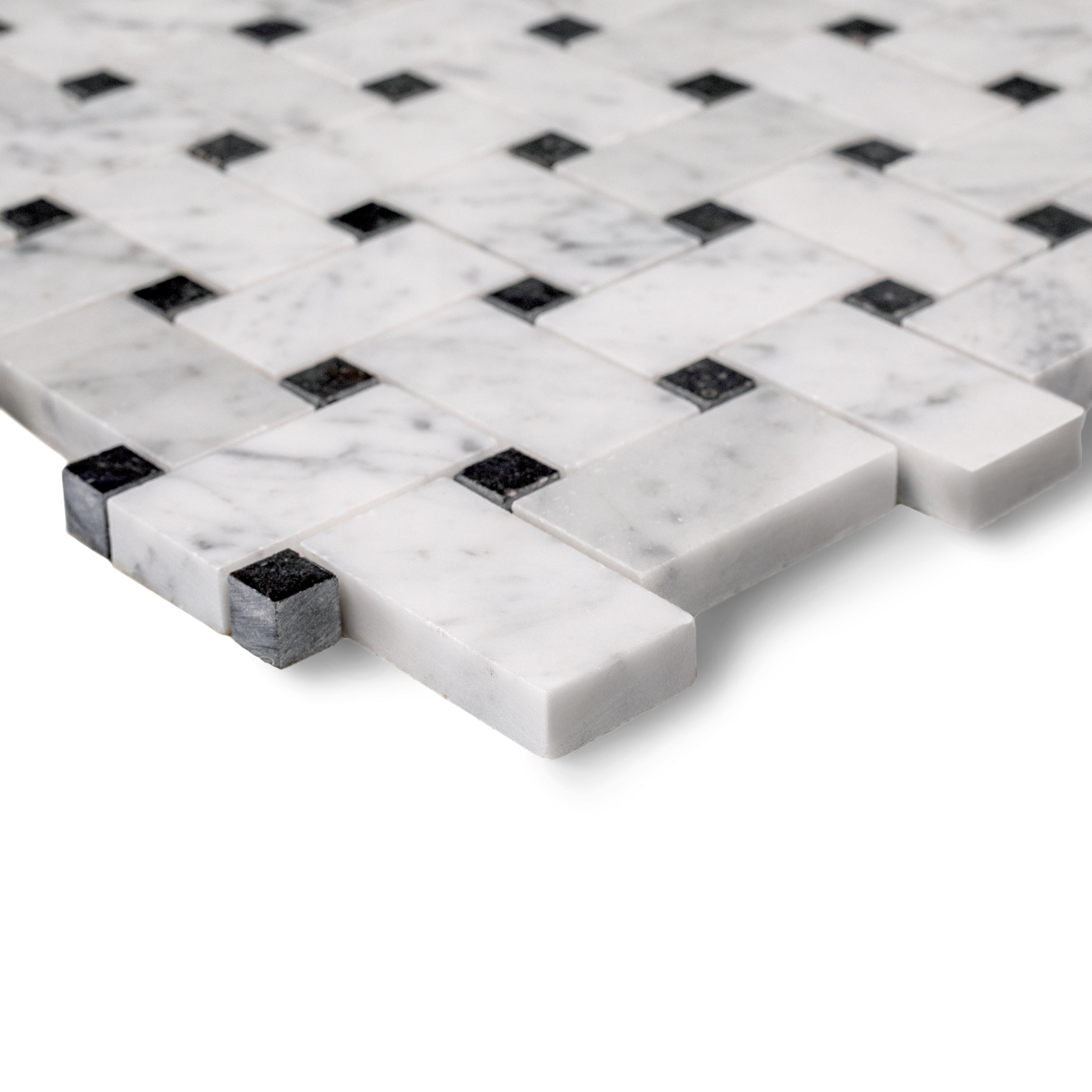Carrara Honed Basketweave Marble Mosaic