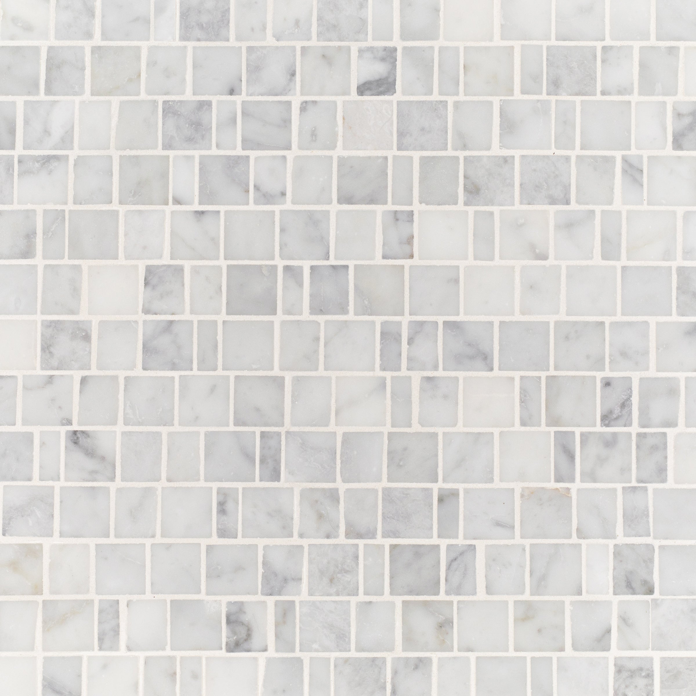 Carrara Running Bond Marble Mosaic in gray and white tones from Marble Tiles, Stone, and New Arrivals collections