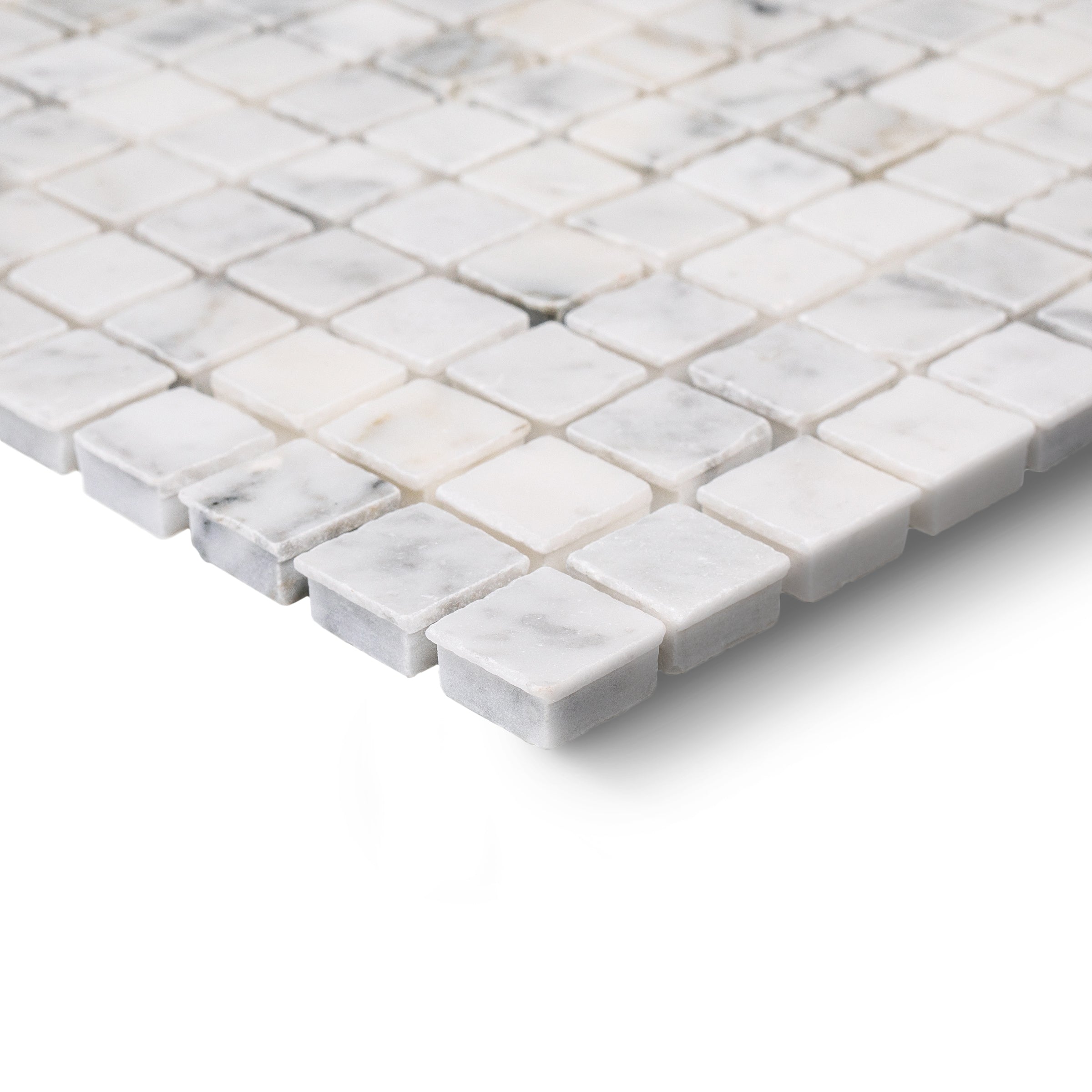 Carrara 1x1 Hand Chipped Marble Mosaic