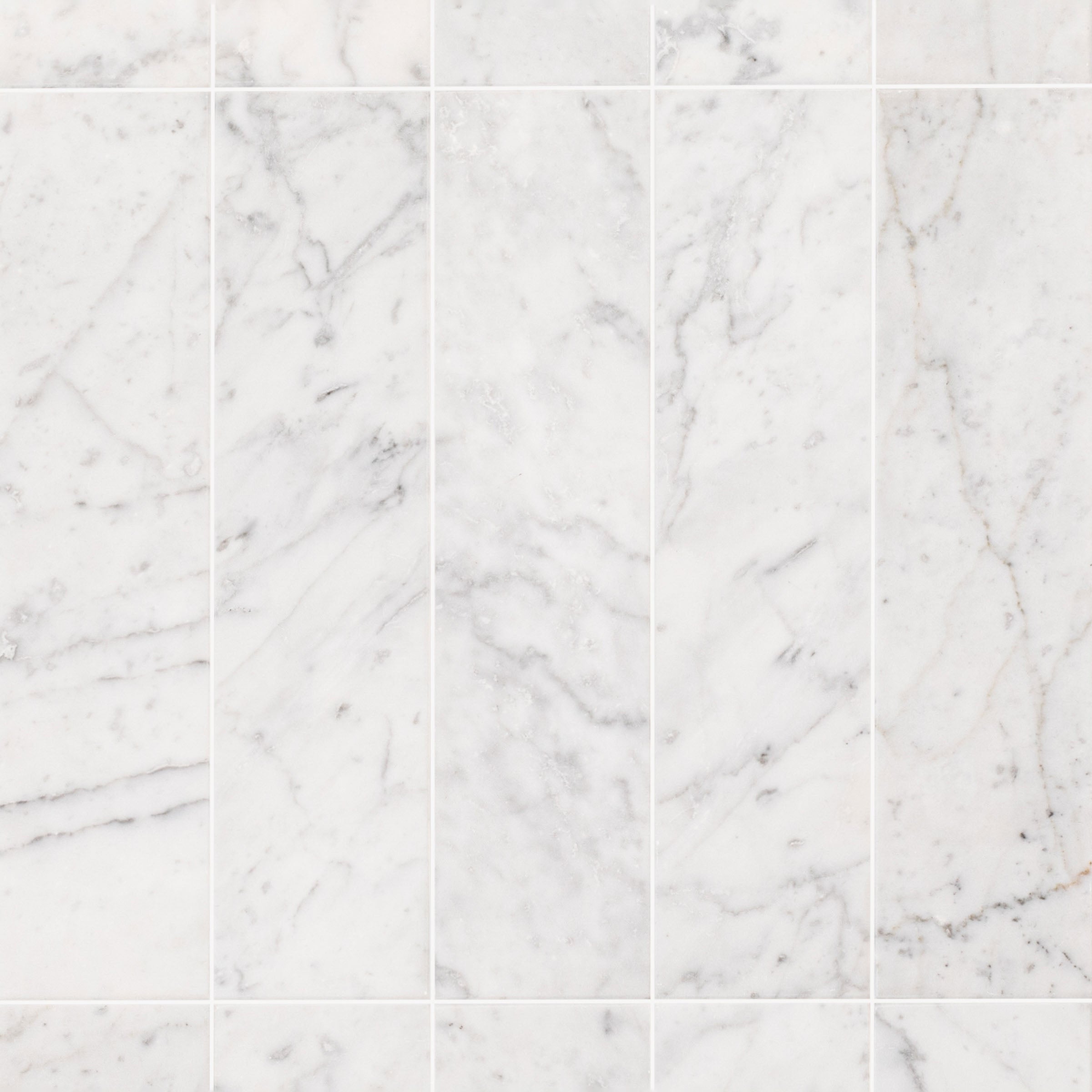 Bianco Carrara Honed Marble Tile in gray and white tones from Marble Tiles, Stone, New Arrivals, Large Format Porcelain collections