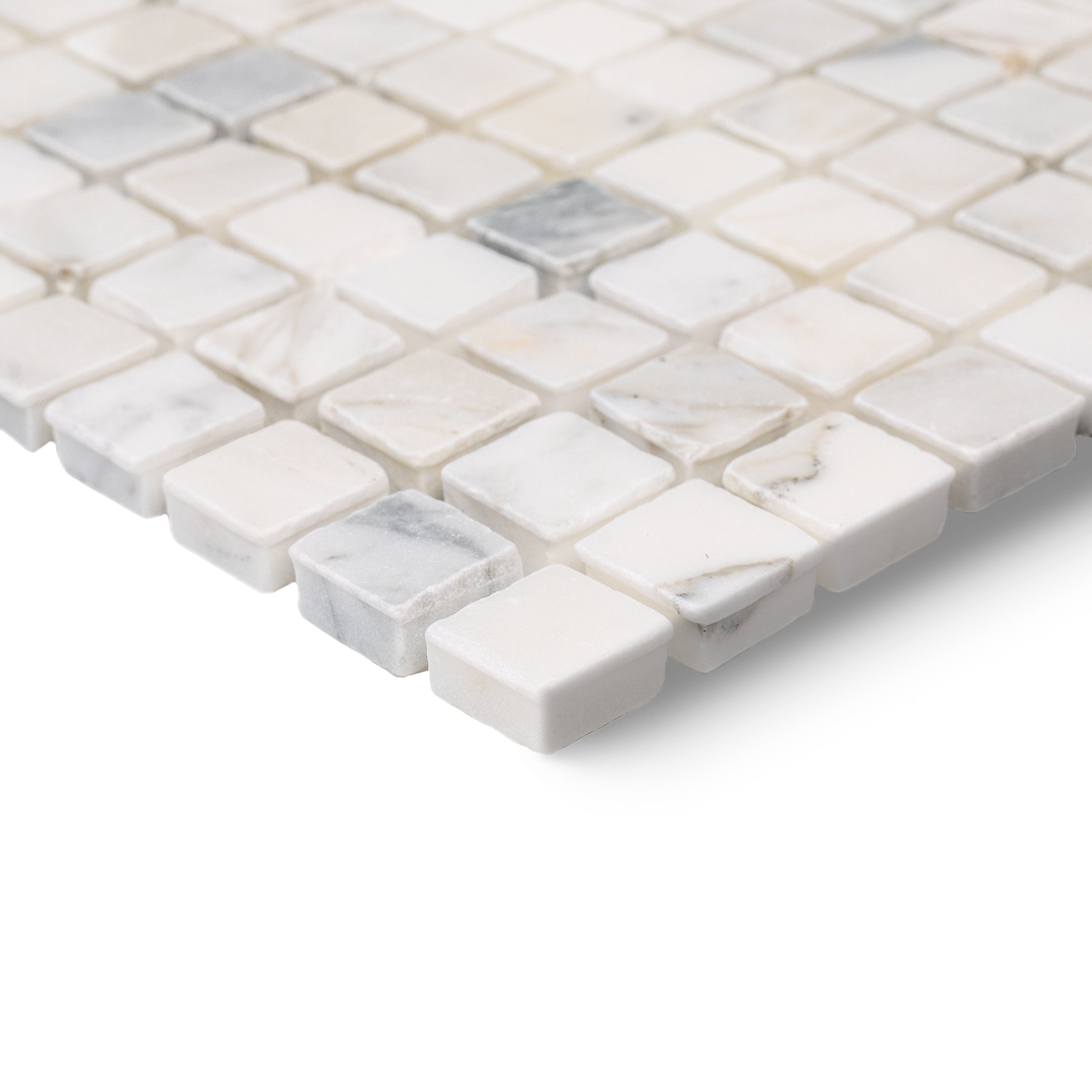 Calacatta 1x1 Hand Chipped Marble Mosaic