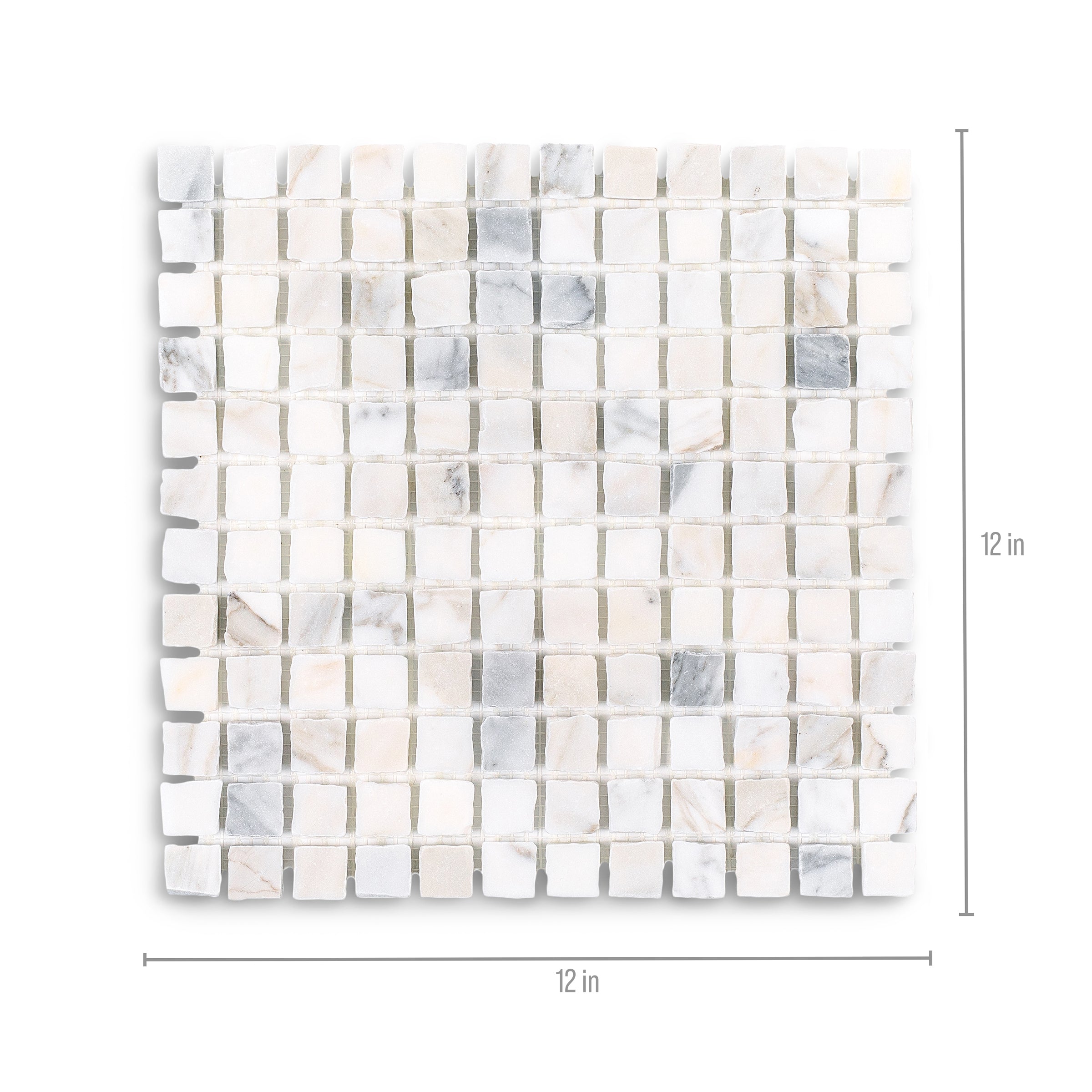 Calacatta 1x1 Hand Chipped Marble Mosaic