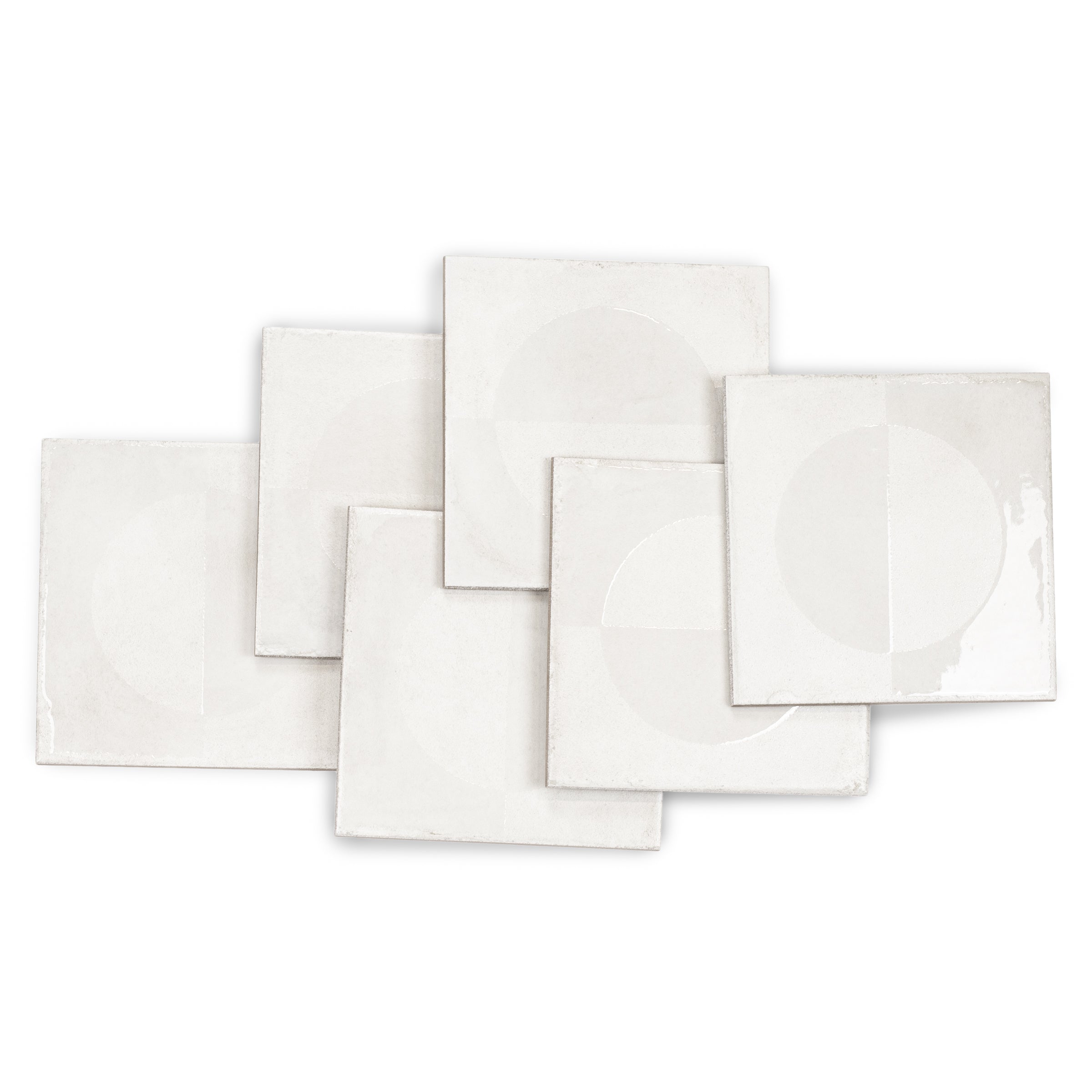 Circles Gloss Porcelain Tile in white geometric pattern with subtle texture from Artifacts Porcelain Tile and Small Format Tiles collections