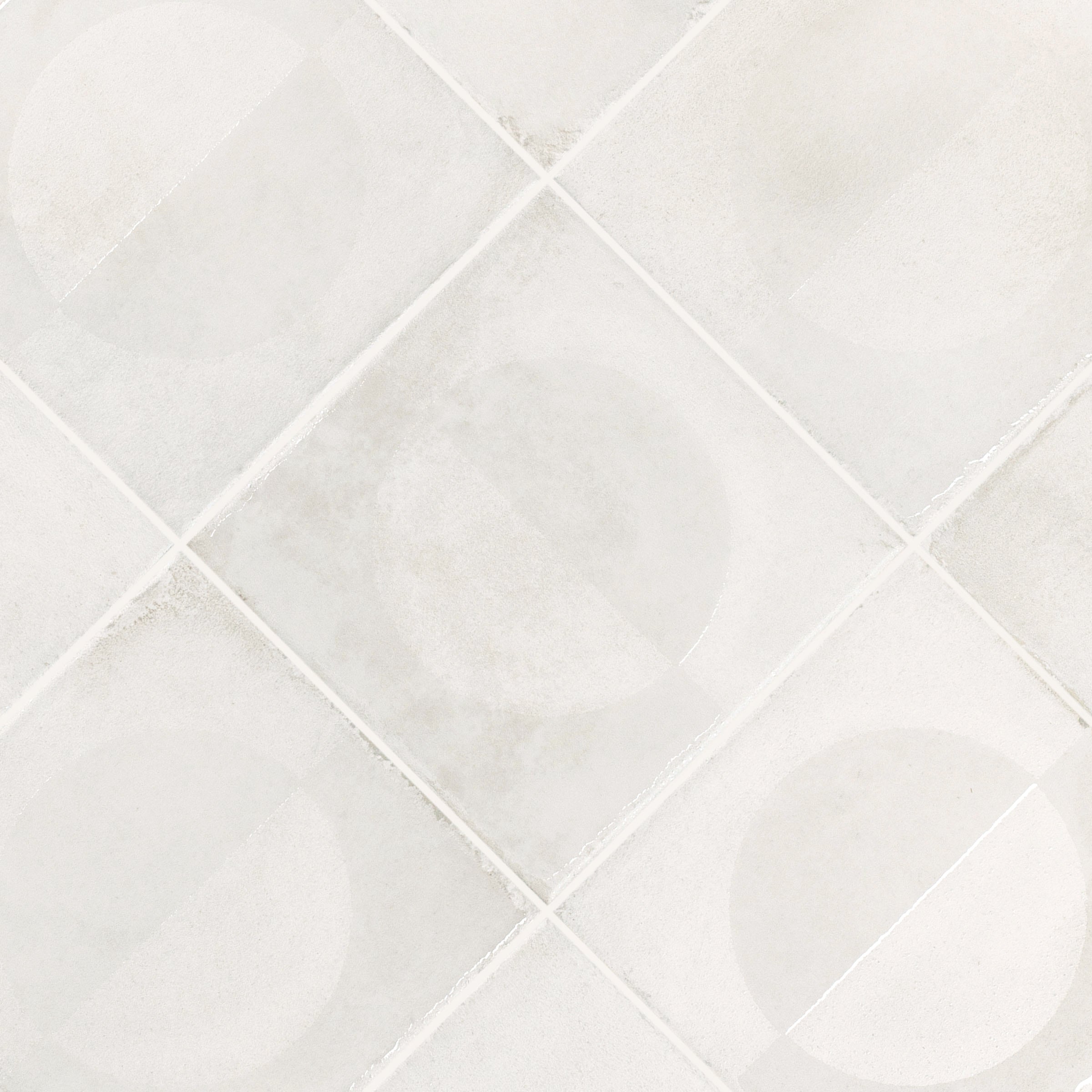Circles Gloss Porcelain Tile in white geometric pattern with subtle texture from Small Format Tiles and Artifacts Porcelain Tile collections