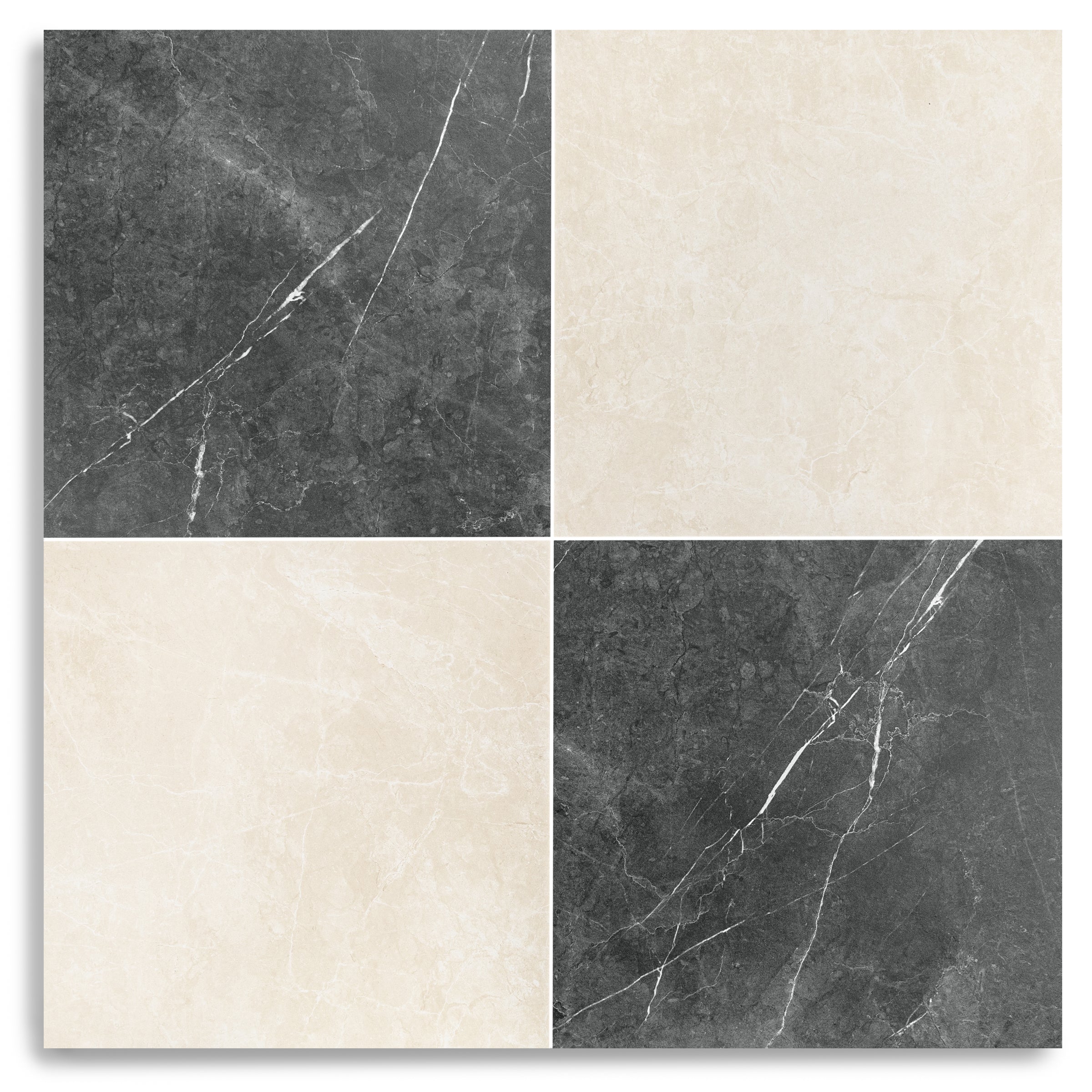 Classico Matte Marble Look Porcelain Checkerboard in gray and beige tones from Large Format Tiles and Marble Editions Porcelain Tile collections