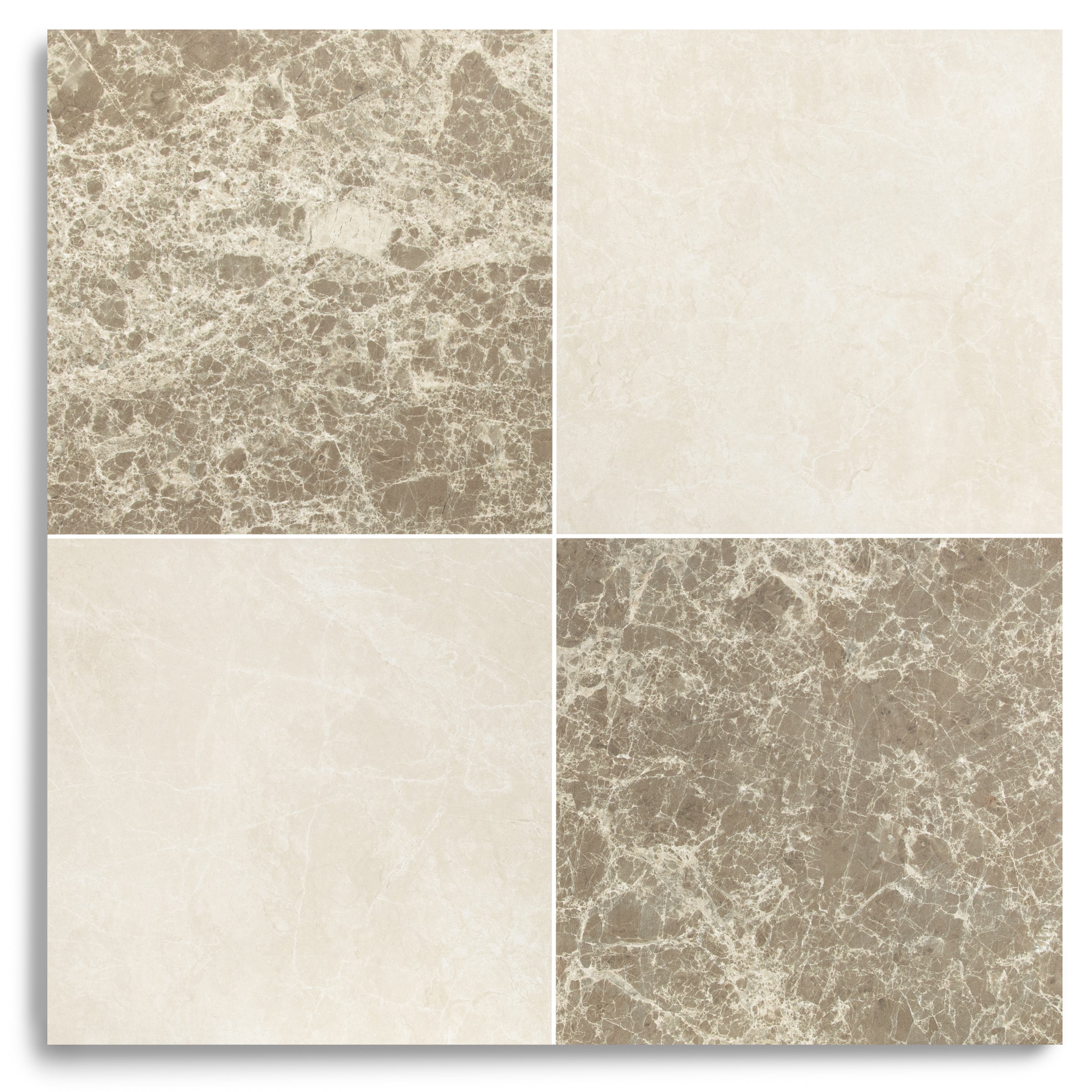 Classico Matte Marble Look Porcelain Checkerboard in beige, brown, and white tones from Large Format Tiles and Marble Editions Porcelain Tile collections