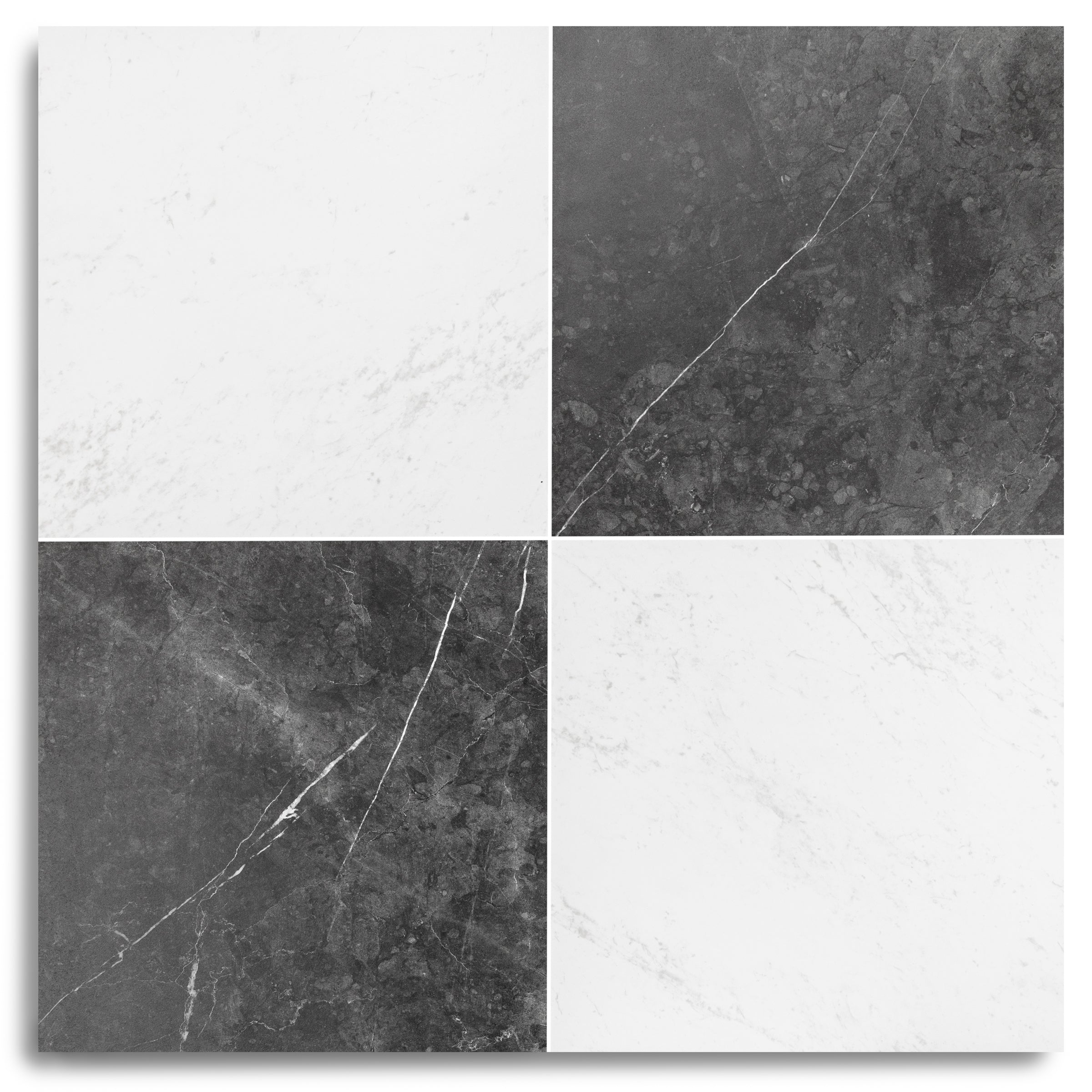 Classico Matte Marble Look Porcelain Checkerboard in gray and white tones from Large Format Tiles and Porcelain collections