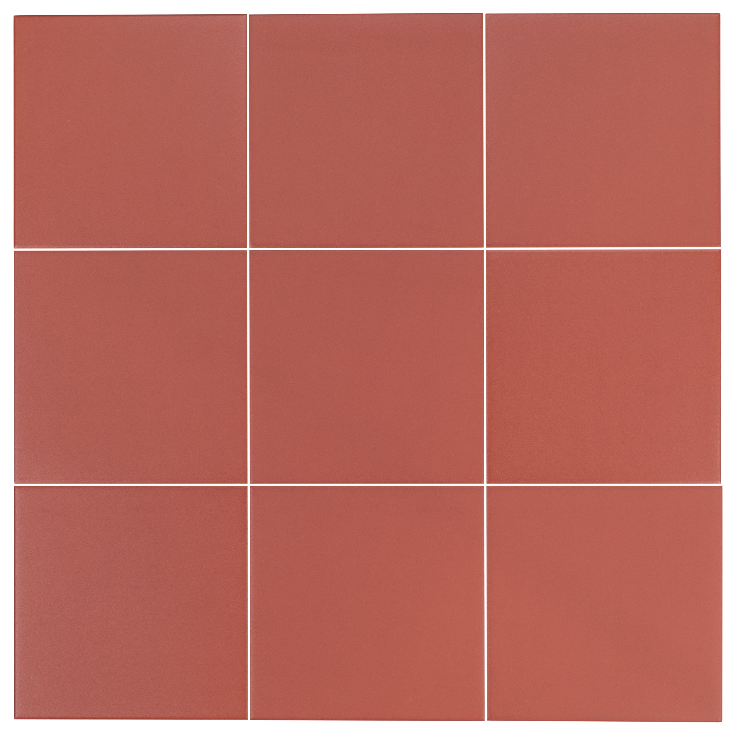 Colorblock Porcelain Tile in matte cinnamon red with clean 3x3 grid from Small Format Tiles New Arrivals collection