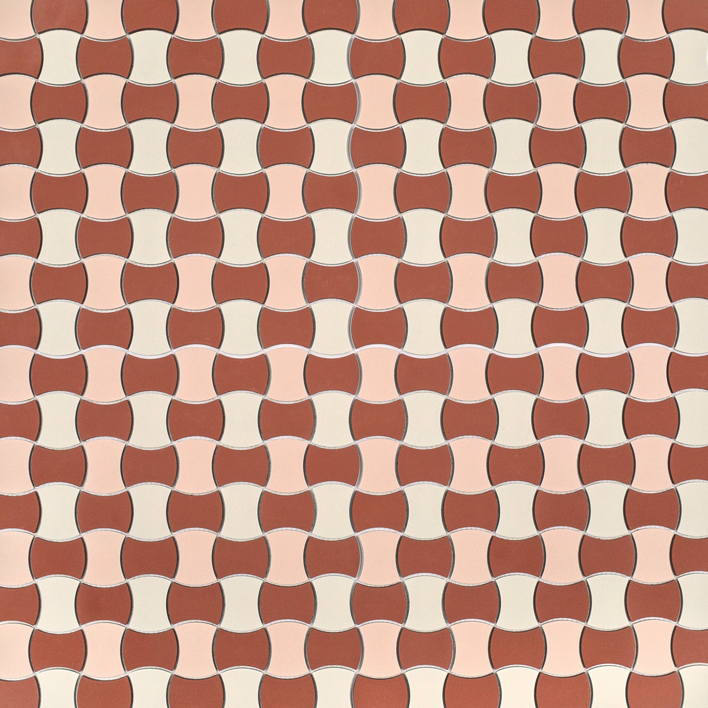 Cotto Cream Pink 12x12 Butterfly Porcelain Mosaic in red, pink, white, beige from Porcelain and Forma Porcelain Mosaics