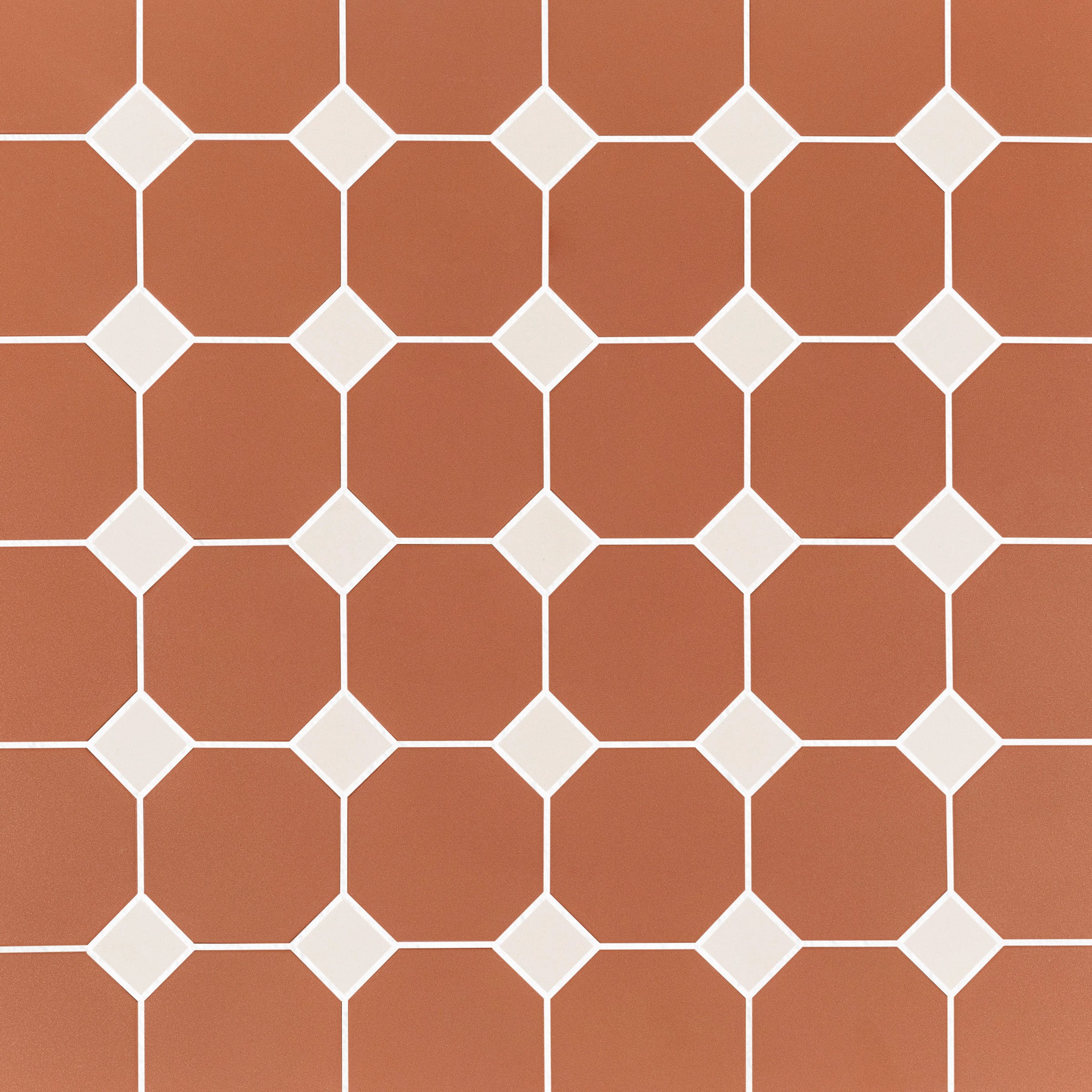 Cotto & Cream 12x12 Octagon Porcelain Mosaic in warm brown and soft white from Porcelain and Forma Porcelain Mosaics collections