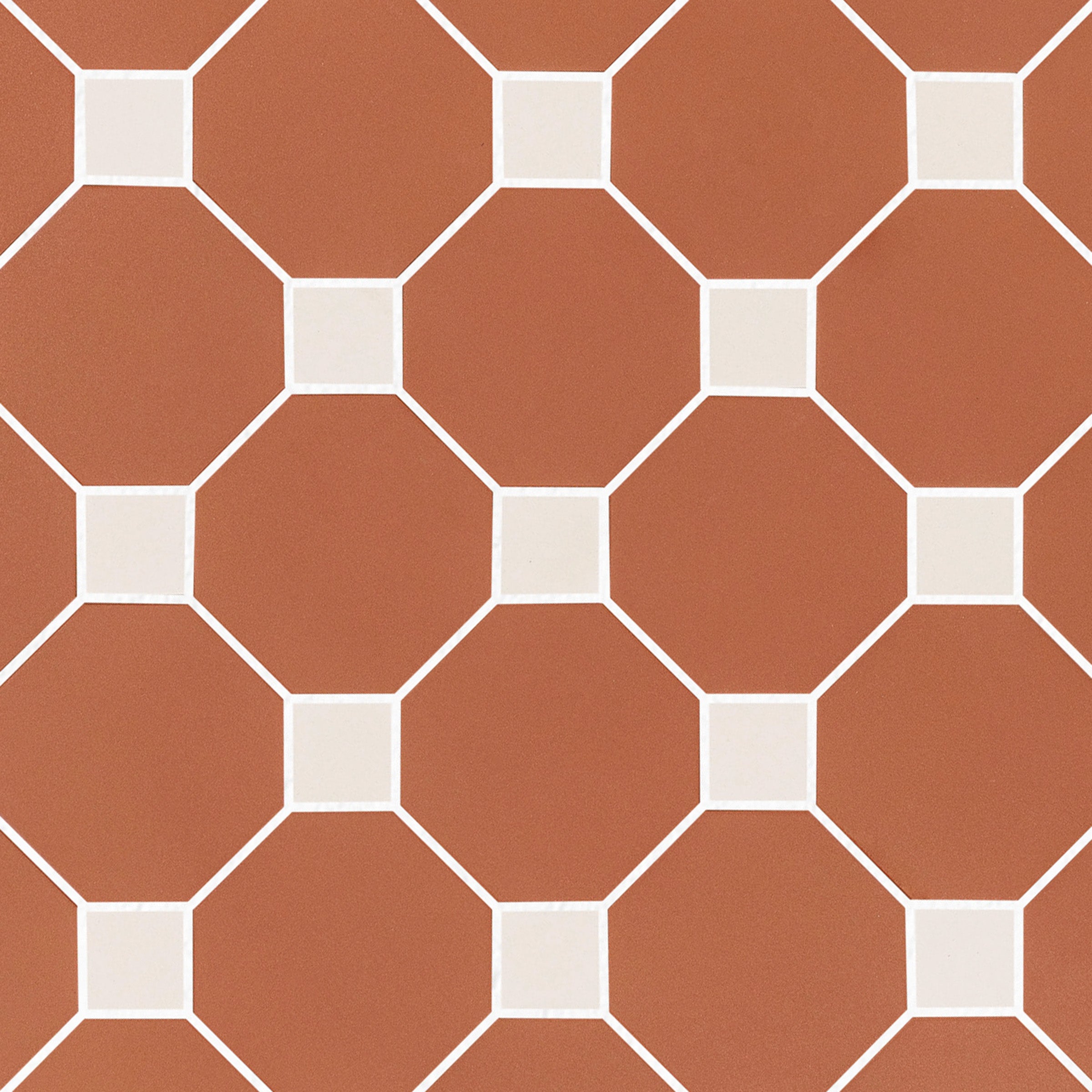 Cotto & Cream 12x12 Octagon Porcelain Mosaic featuring warm terracotta and soft cream in Porcelain and Forma Porcelain Mosaics collections