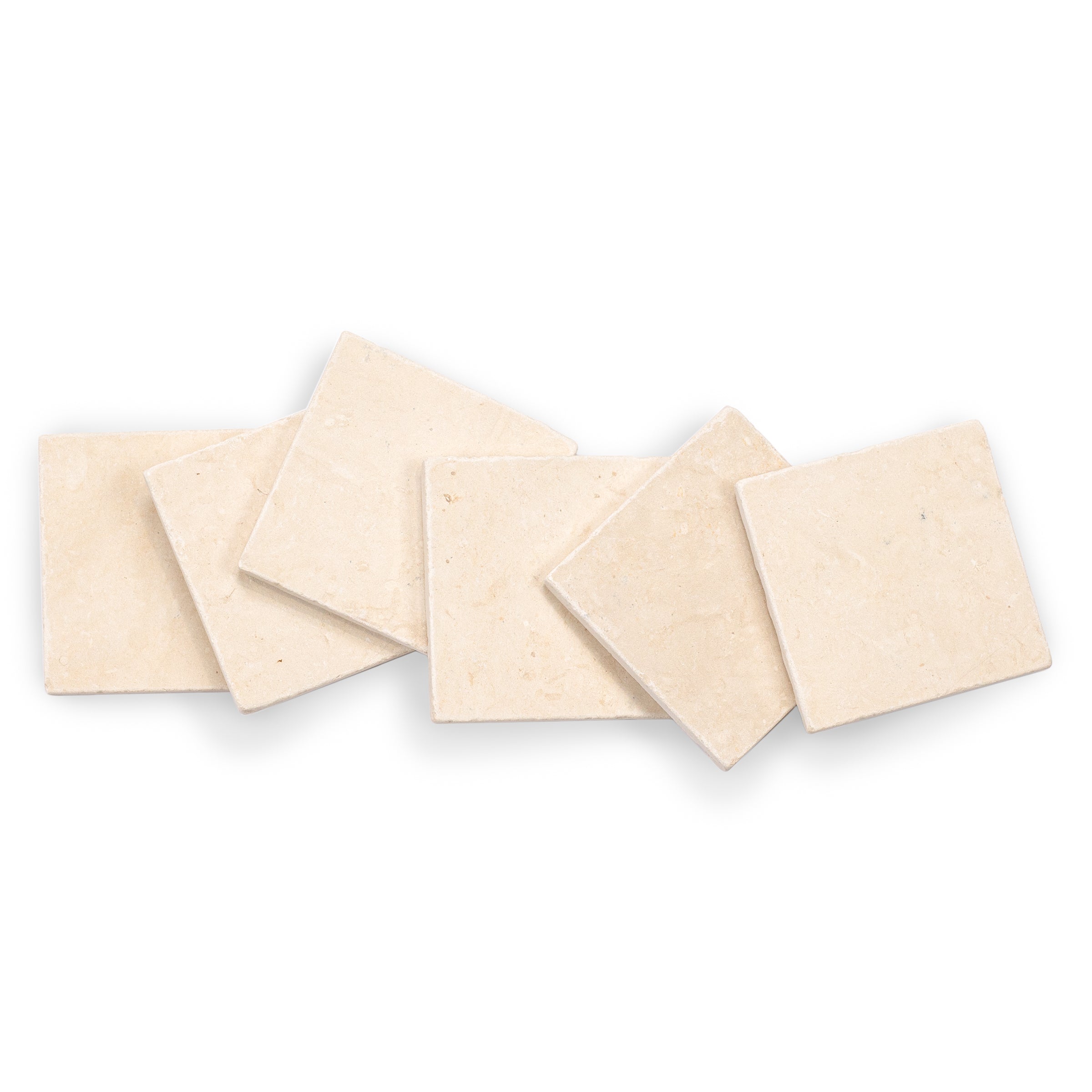 Desert Tea 4x4 Tumbled Marble Tile in beige stone with sand, cream, and soft gold tones from Tumbled Natural Stone Tiles collection