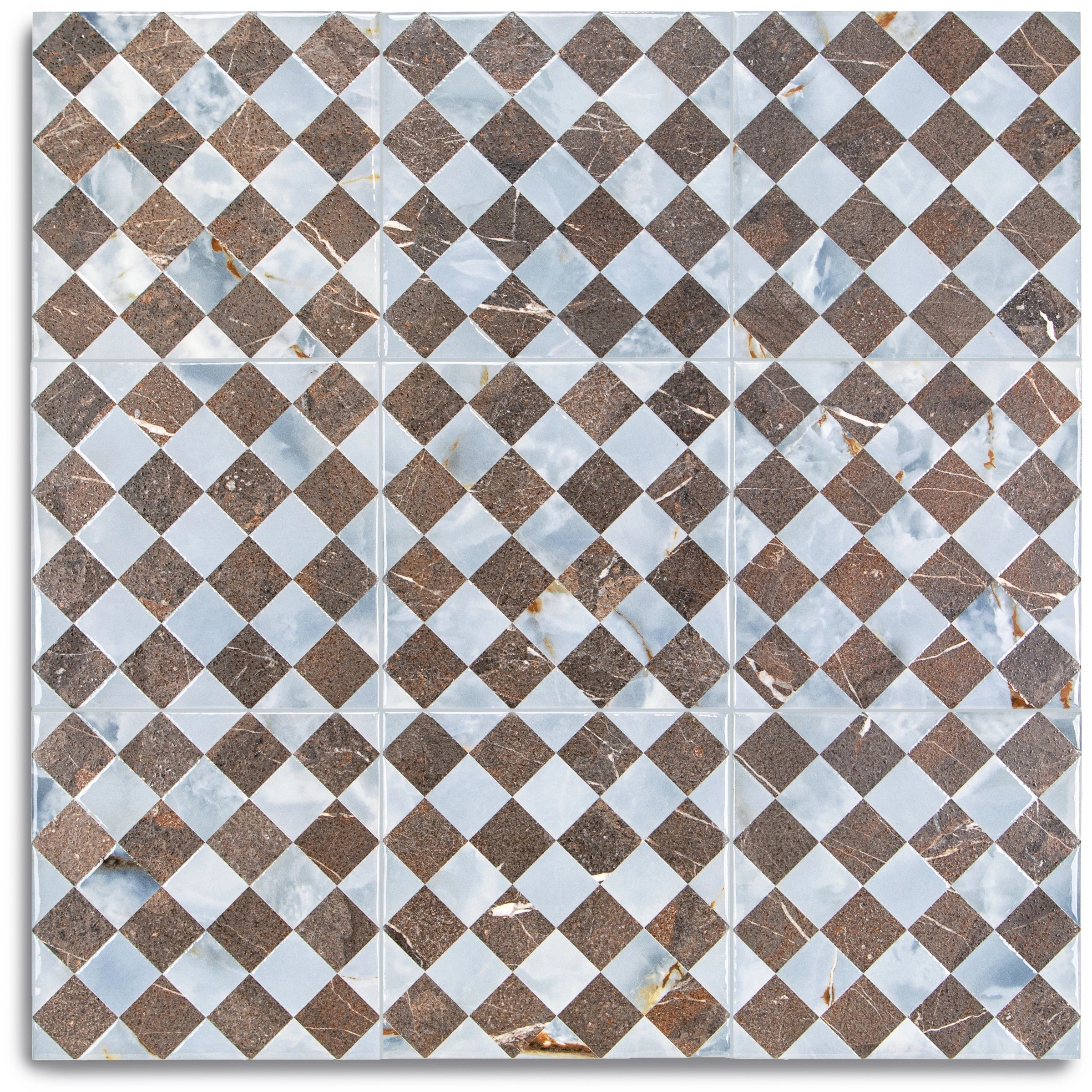 Botanica Marble Look Matte Porcelain Tile in brown and white from Small Format Tiles, Porcelain, New Arrivals, Villa Porcelain Tiles