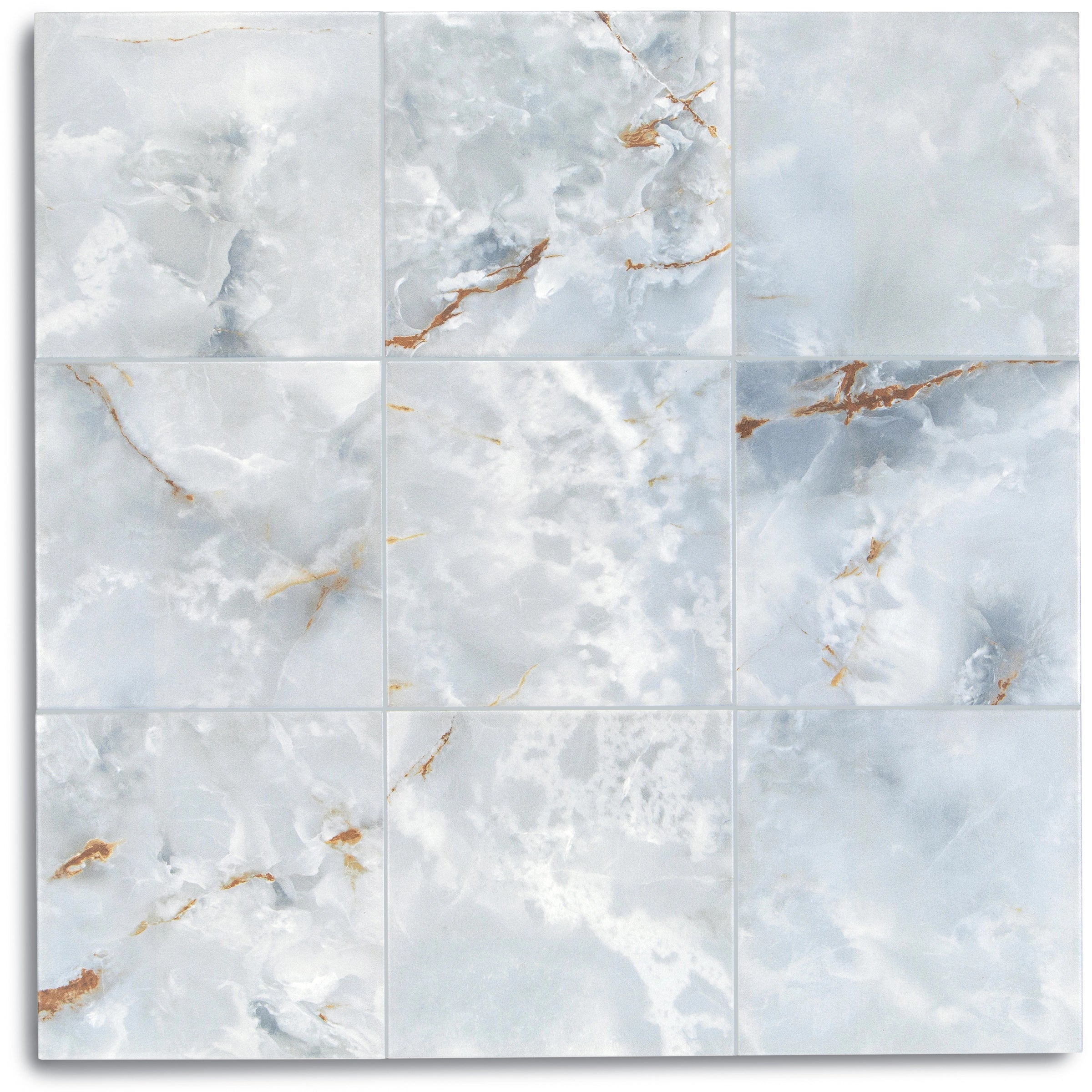 Villa Marble Look Matte Porcelain Tile in sky blue and brown tones from Small Format Tiles Porcelain New Arrivals collection