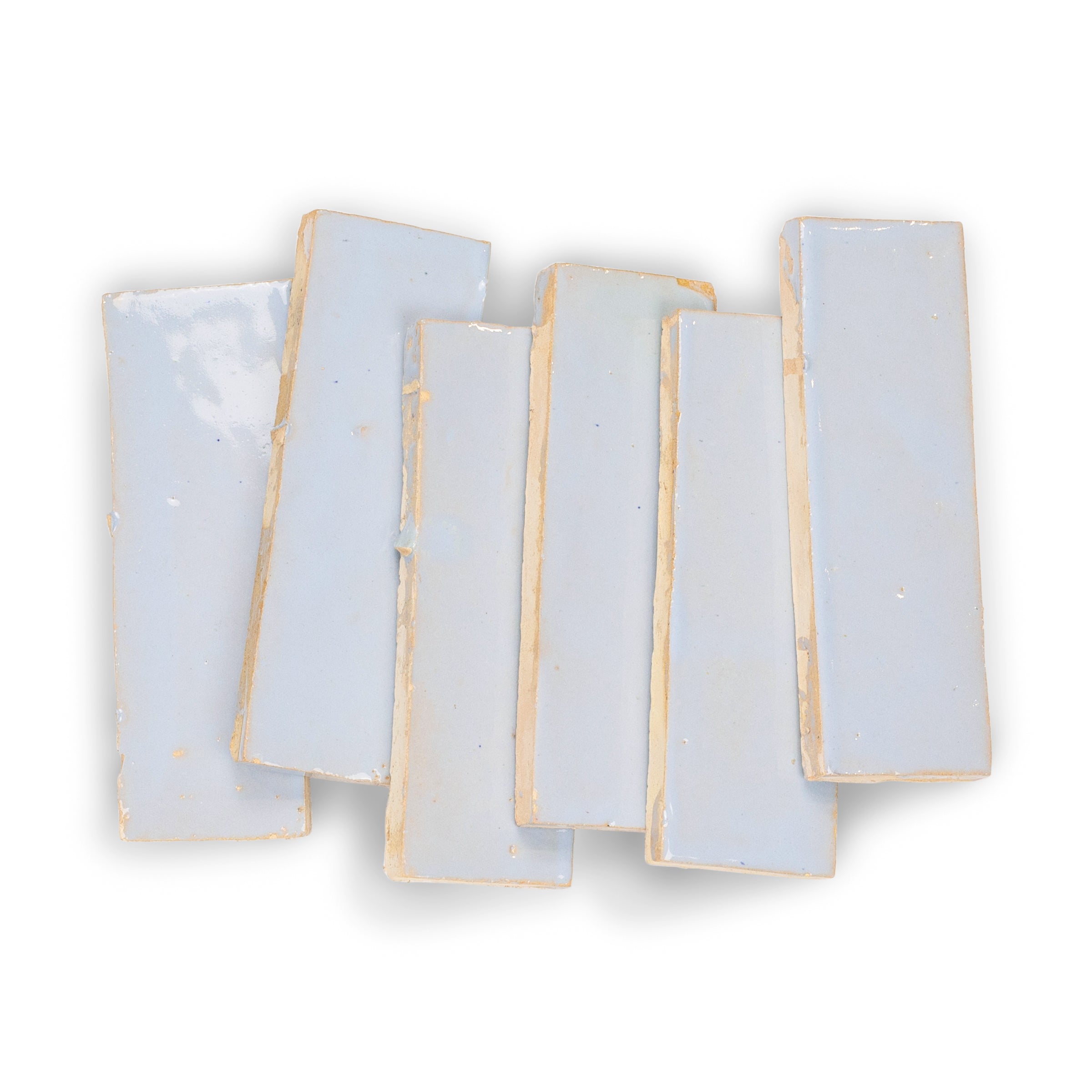 Glacier Glazed Zellige Plinth in blue terracotta with cool handmade glaze from Small Format Tiles, Handmade Moroccan Zellige Tiles, New Arrivals