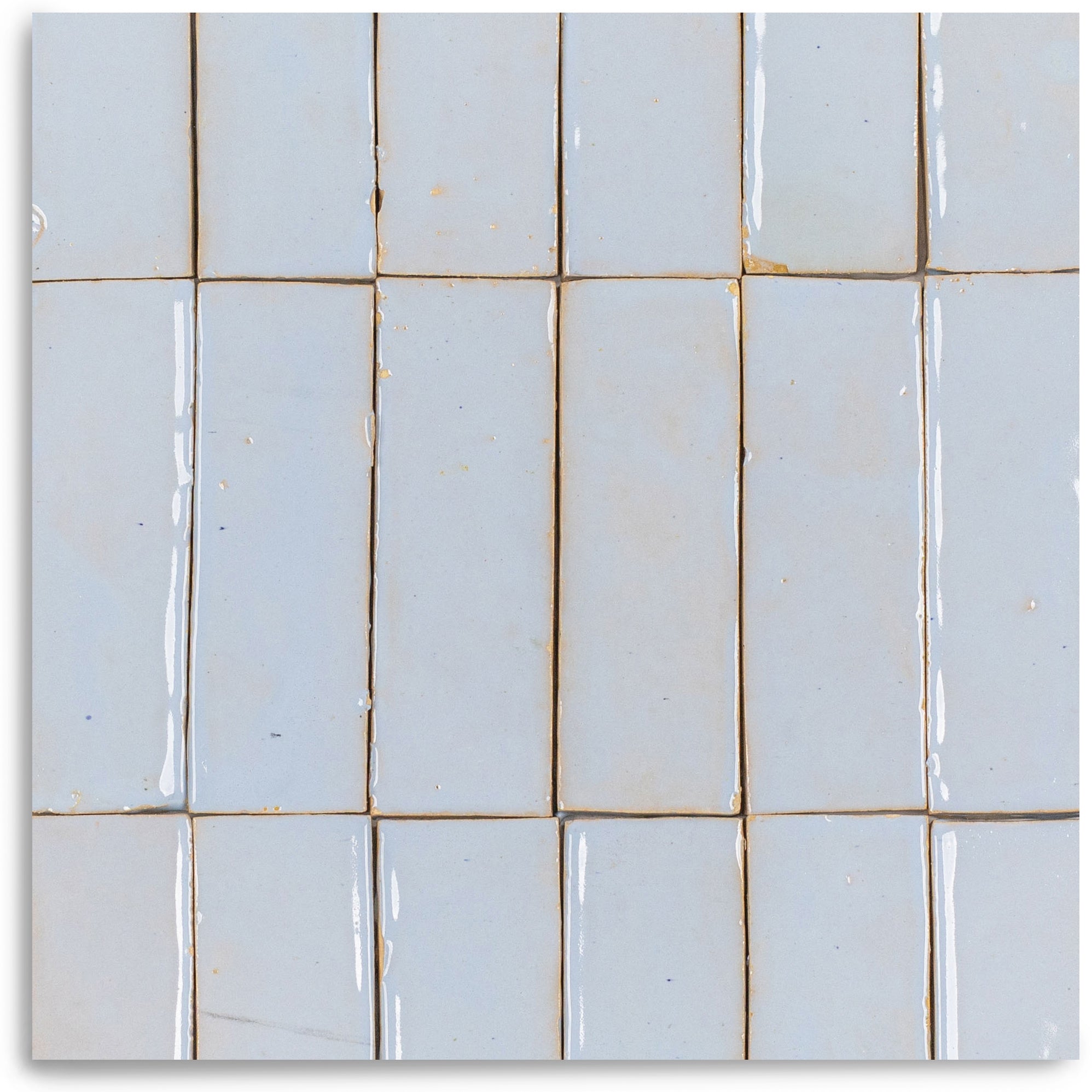 Glacier Glazed Zellige Plinth in blue terracotta with a cool handmade glaze from Small Format Tiles, Handmade Moroccan Zellige Tiles, New Arrivals