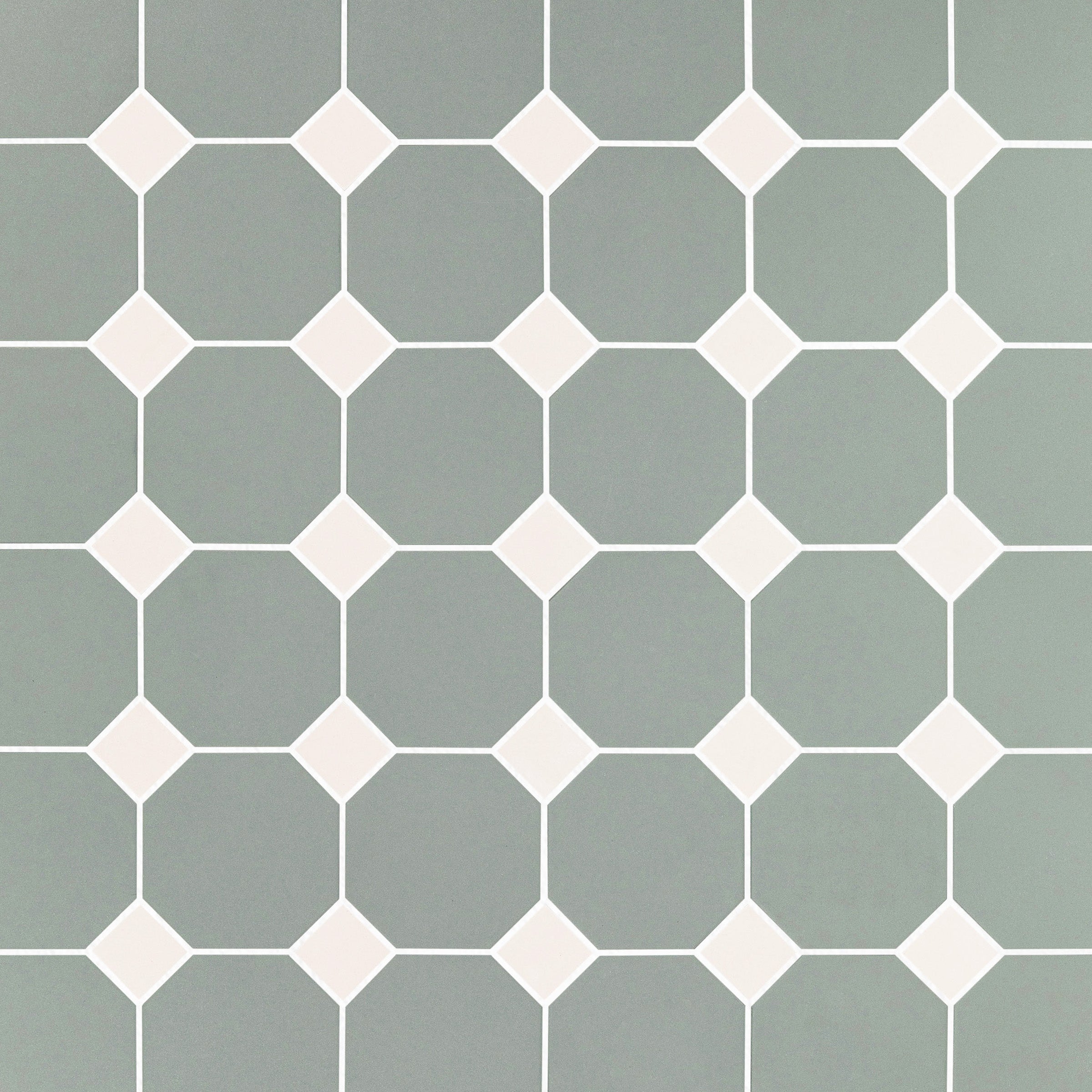 Green & Cream 12x12 Octagon Porcelain Mosaic in muted sage and cream tones from Porcelain and Forma Porcelain Mosaics collections