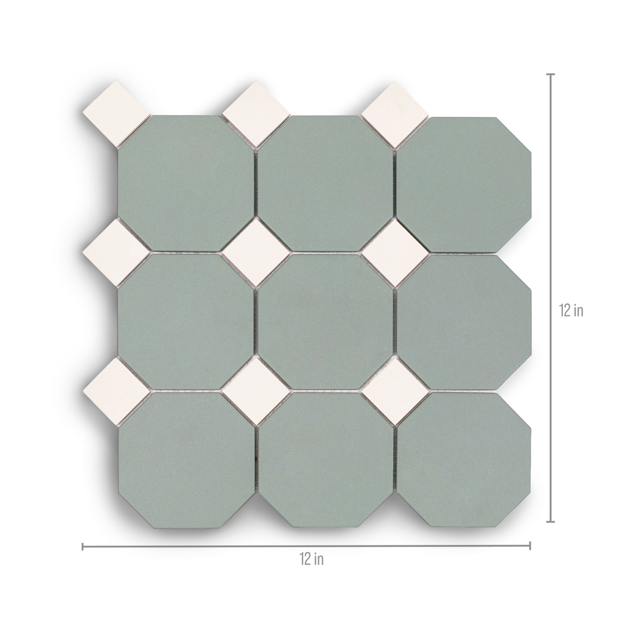 Green & Cream Forma Octagon Porcelain Mosaic