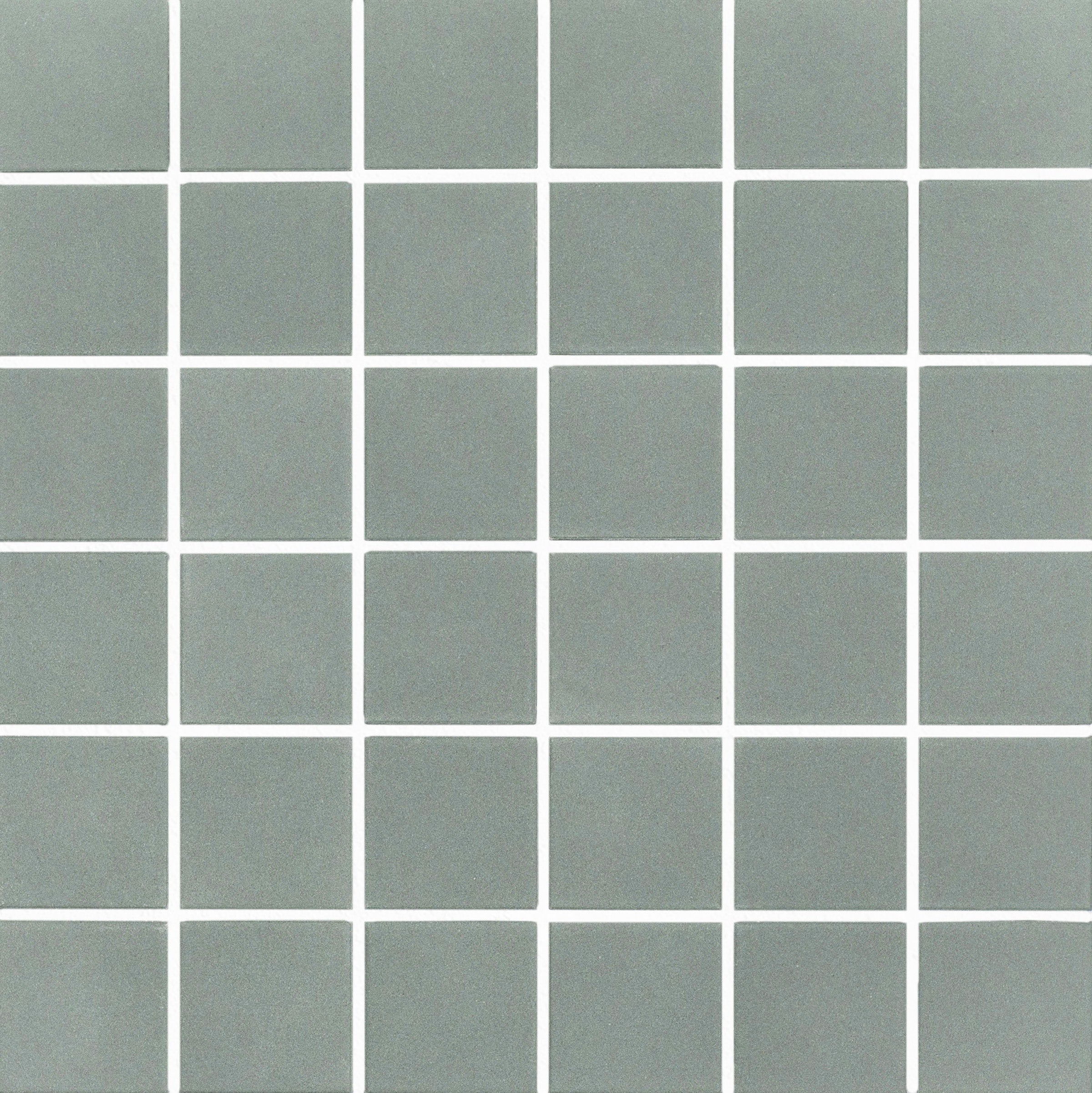 Green 2x2 Full Body Porcelain Mosaic Tile in muted sage green with a matte finish from Porcelain and Forma Porcelain Mosaics collections
