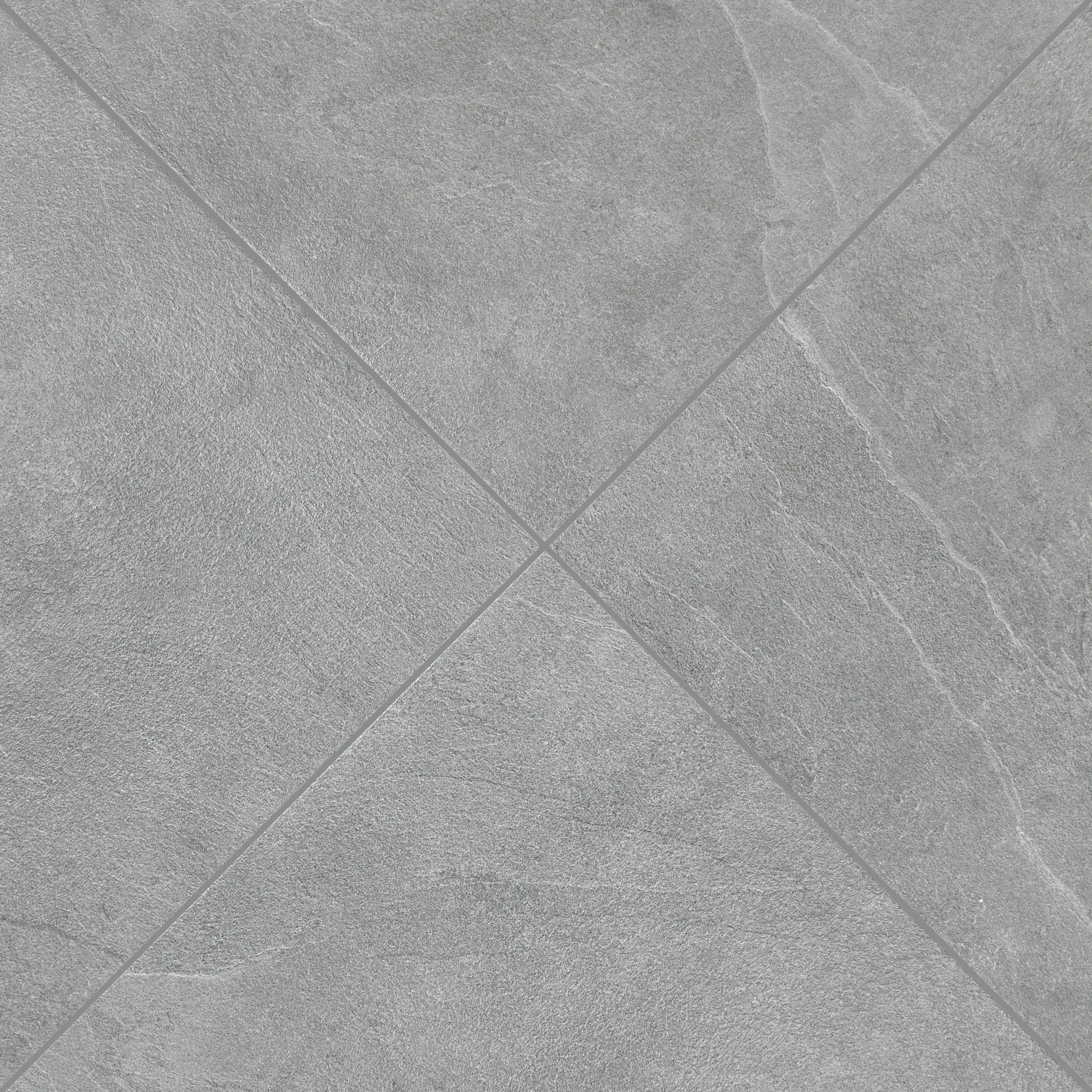 Grey Slate Look Porcelain Tile in mid-gray with subtle cleft texture from Stone Editions Porcelain Tile Large Format collection