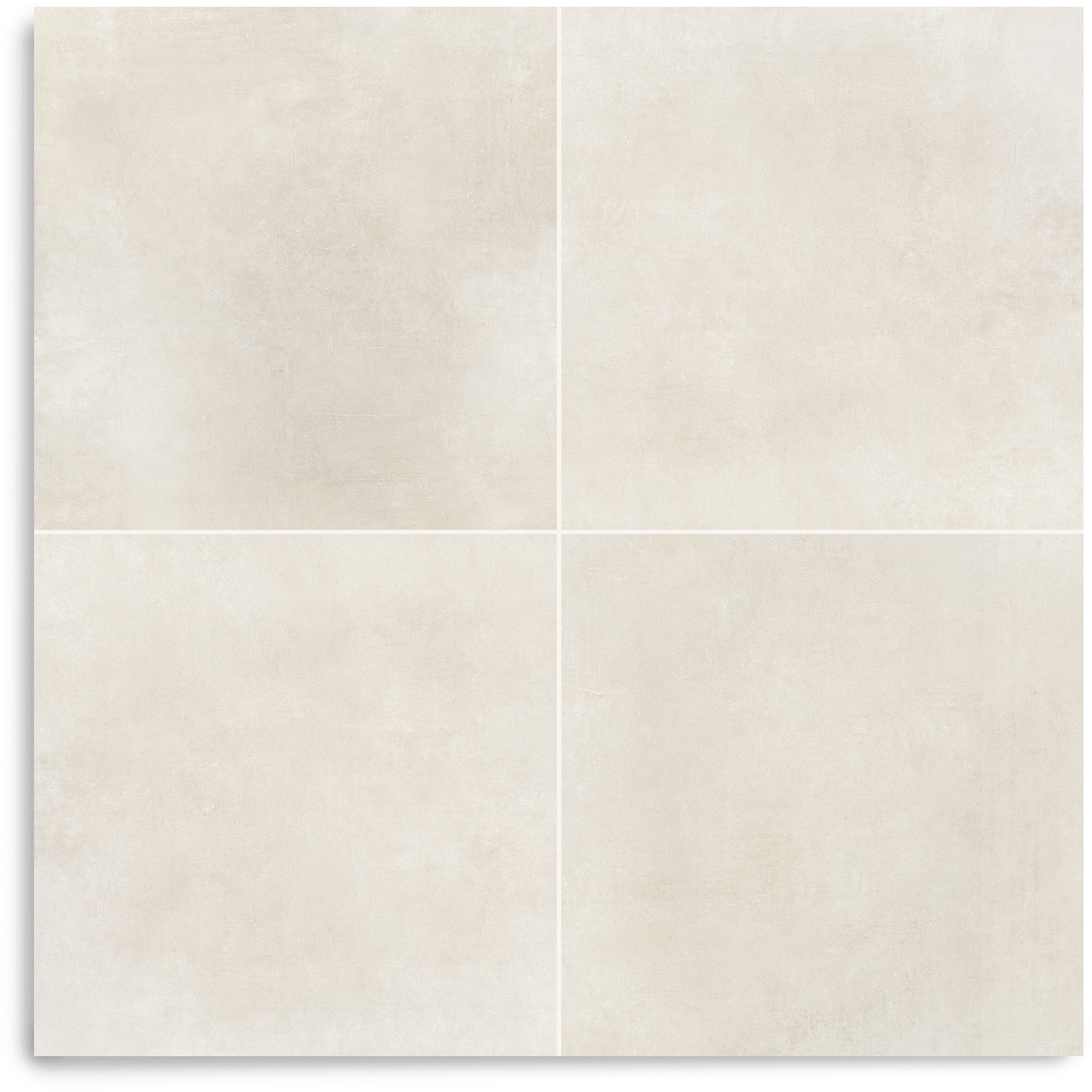 Four large pale beige porcelain tiles with a soft matte finish and faint natural texture for versatile flooring or walls