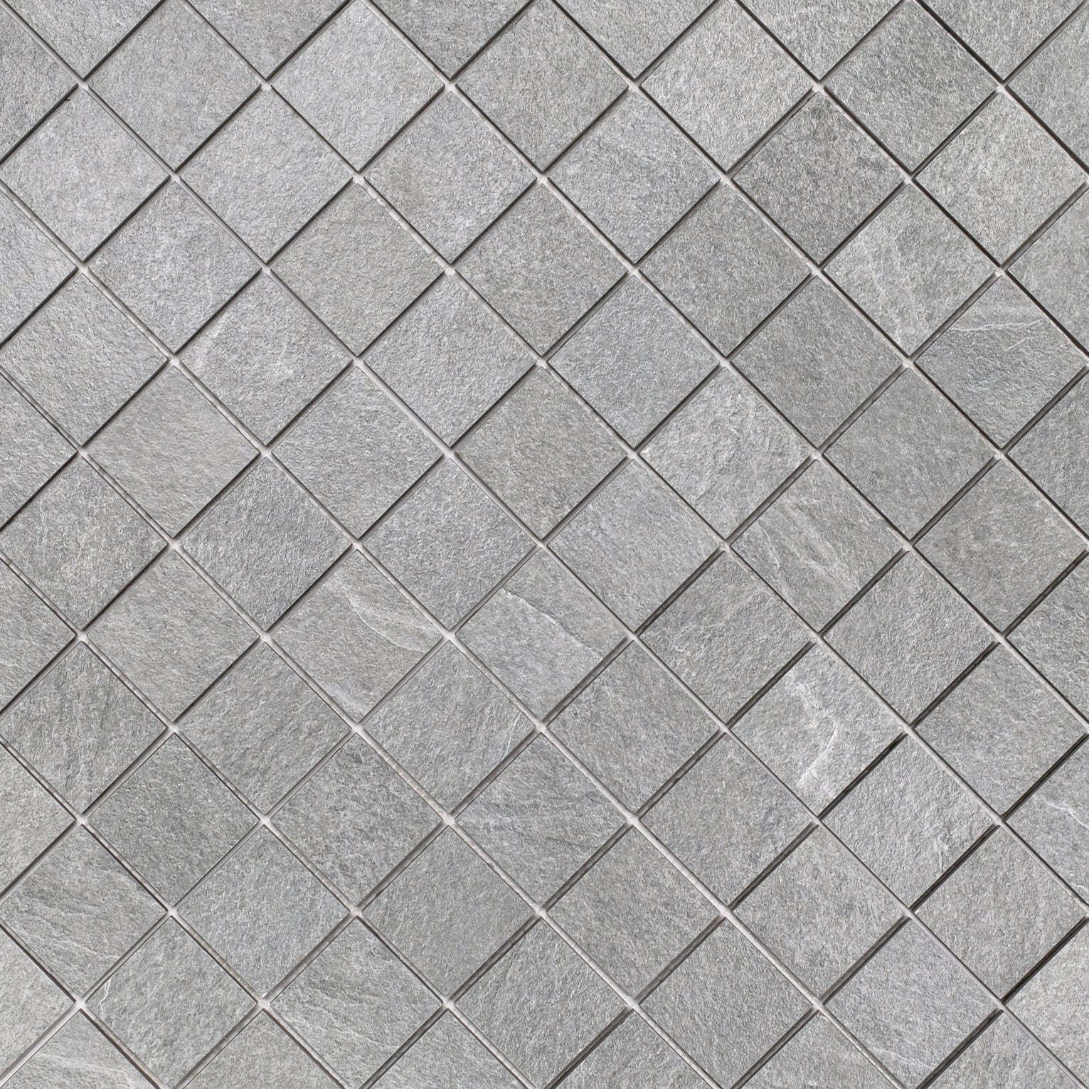Grey Slate Look Porcelain Mosaic small format gray porcelain tiles in Stone Editions Porcelain Tile collection with textured surface