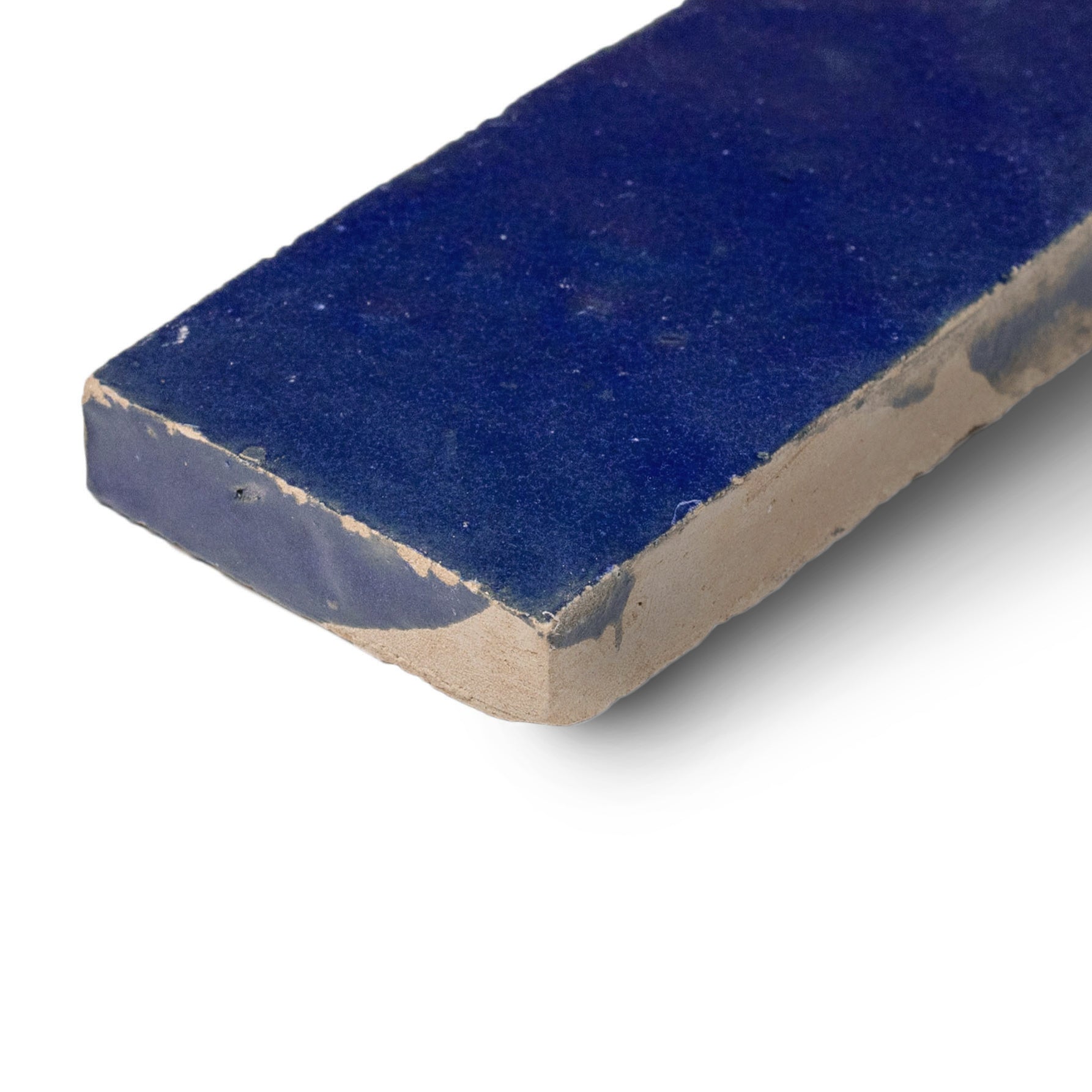 Midnight Glazed Zellige Plinth in deep blue terracotta with handmade Moroccan glaze from Small Format Tiles and Handmade Moroccan Zellige Tiles