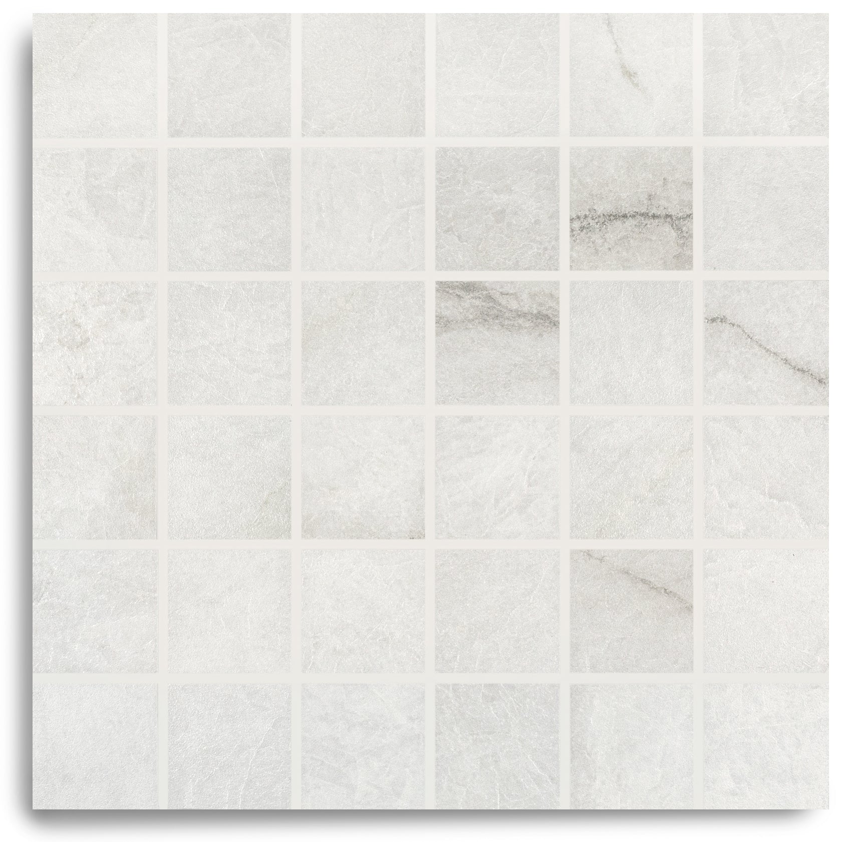 Nuvola Pearl 12x12 Porcelain Mosaic in silver, gray, and white tones from Marble Editions Porcelain Tile at Reno Source